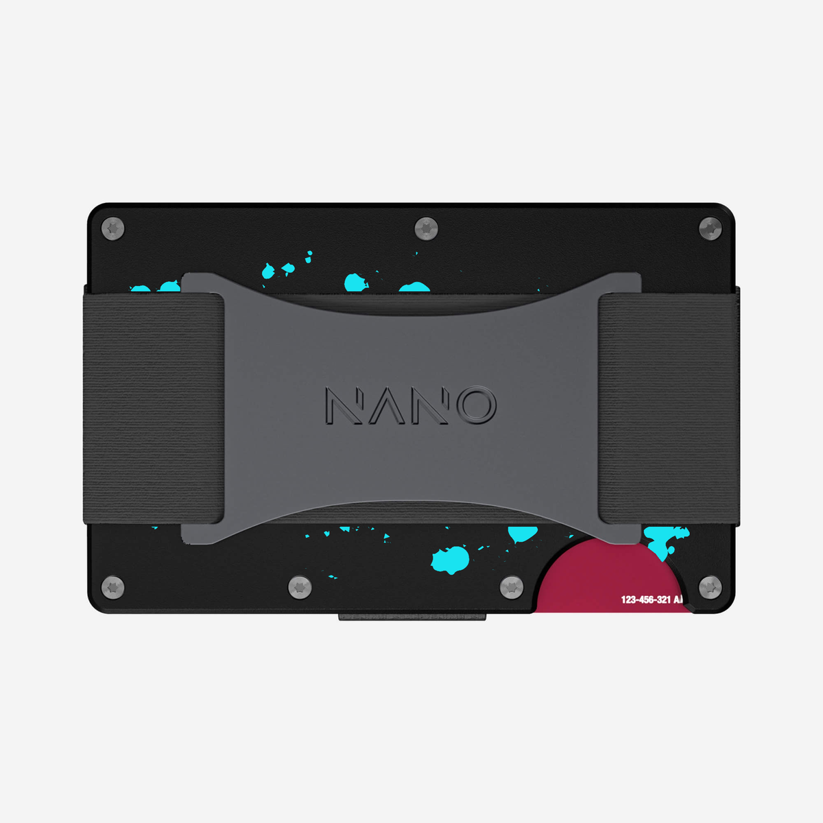 Back view of the NANO™ Aluminium Cash Strap Wallet in Cosmic Pulse