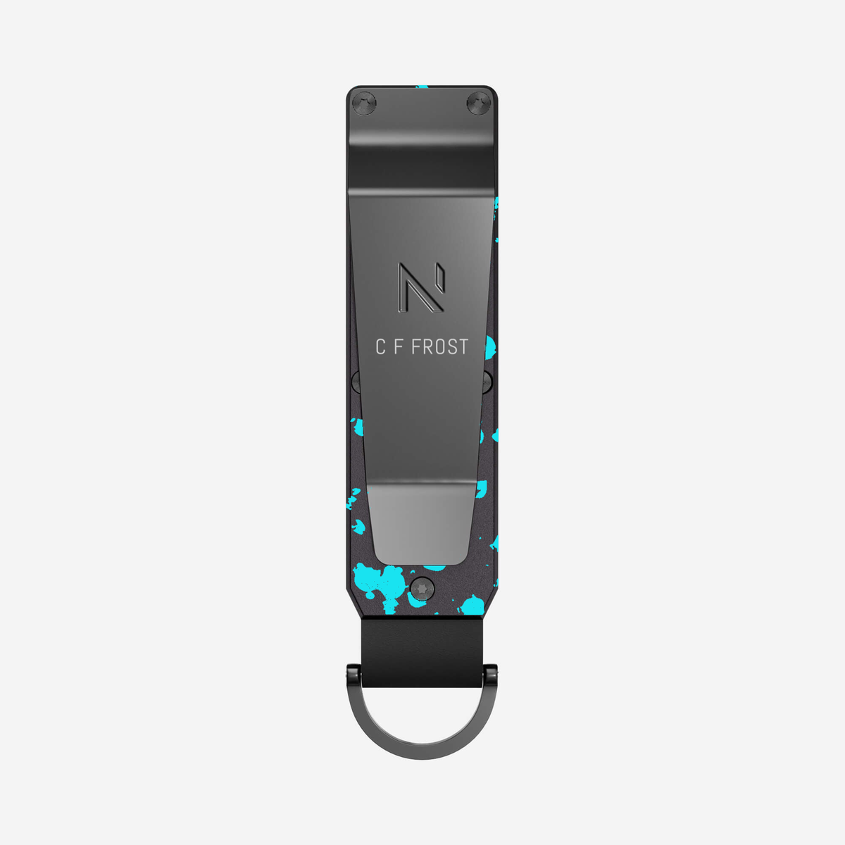 Cosmic Pulse personalised key case — rear clip view