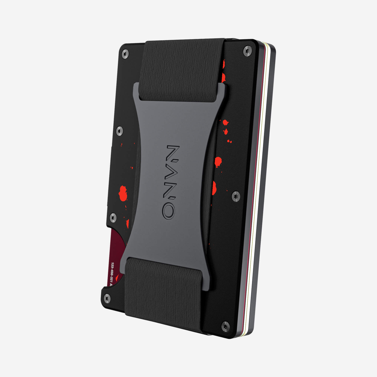 Angled back view of the NANO™ Aluminium Cash Strap Wallet in Crimson Trace