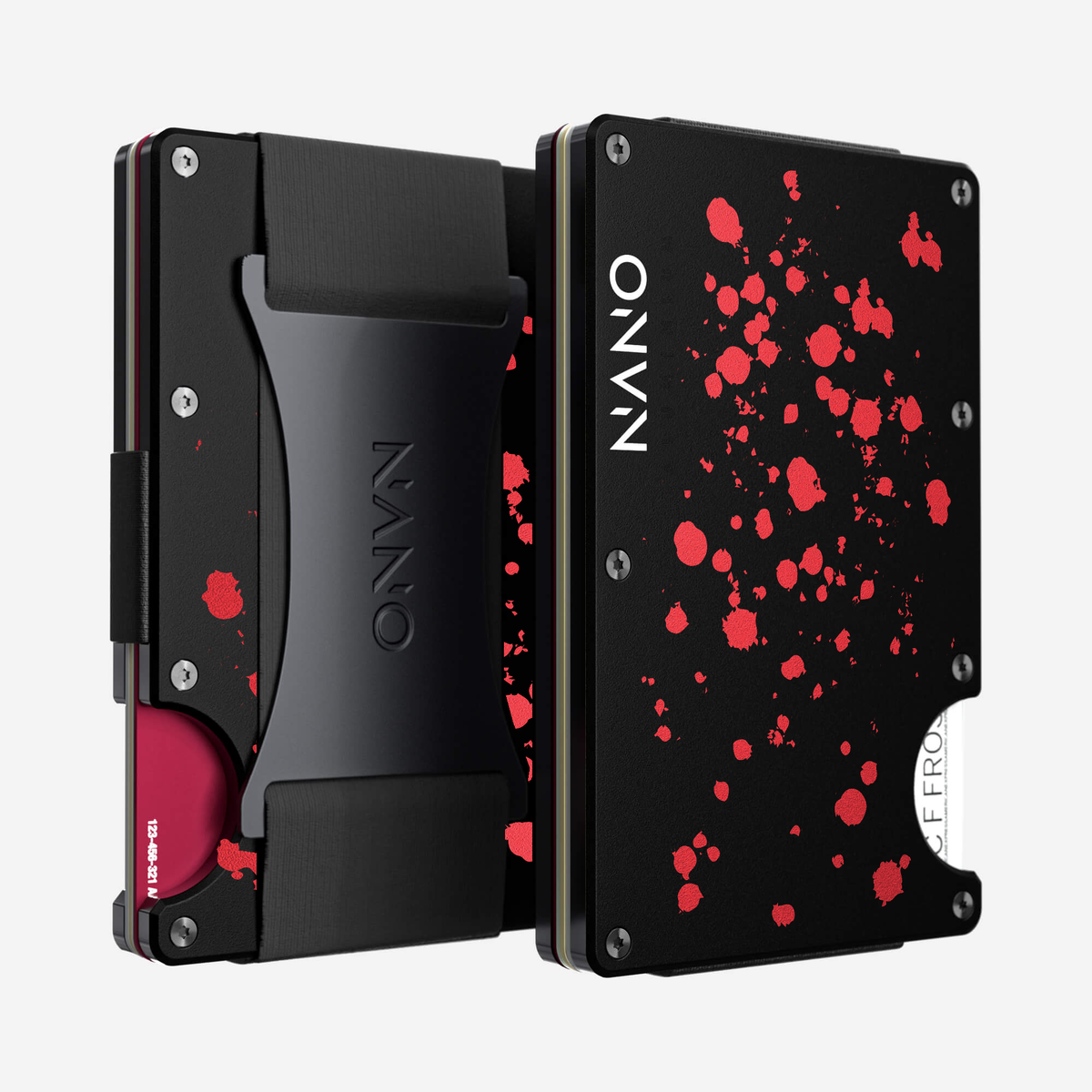 Front and back view of the NANO™ Aluminium Cash Strap Wallet in Crimson Trace