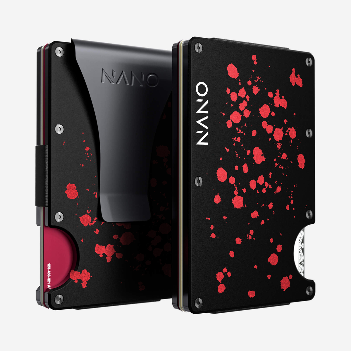 Front and back view of the NANO™ Aluminium Money Clip Wallet in Crimson Trace
