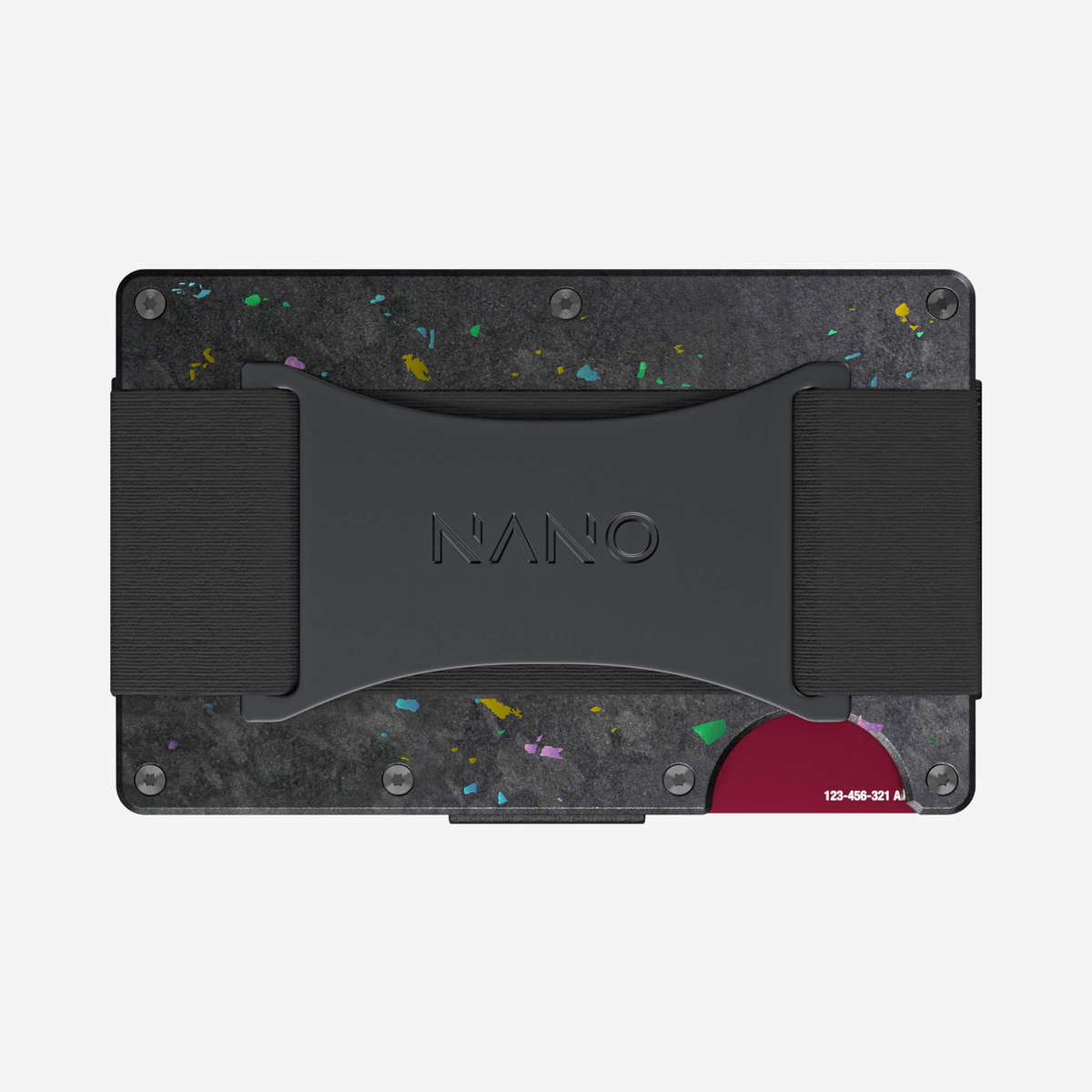 Back view of the NANO™ Forged Carbon Cash Strap Wallet in Nero/Prisma