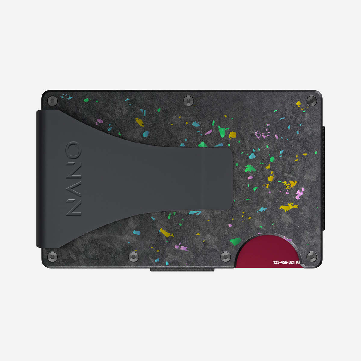 Back view of the NANO™ Forged Carbon Money Clip Wallet in Nero/Prisma