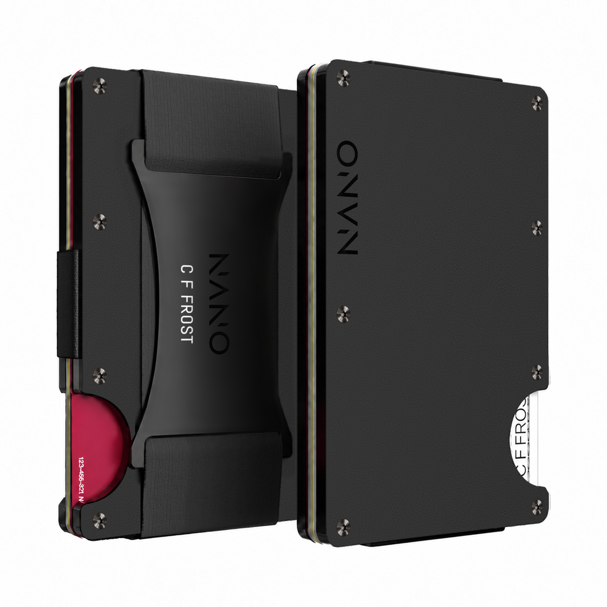NANO Edition One Vortex Black NANO ID Cash Strap Wallet — Front and rear views