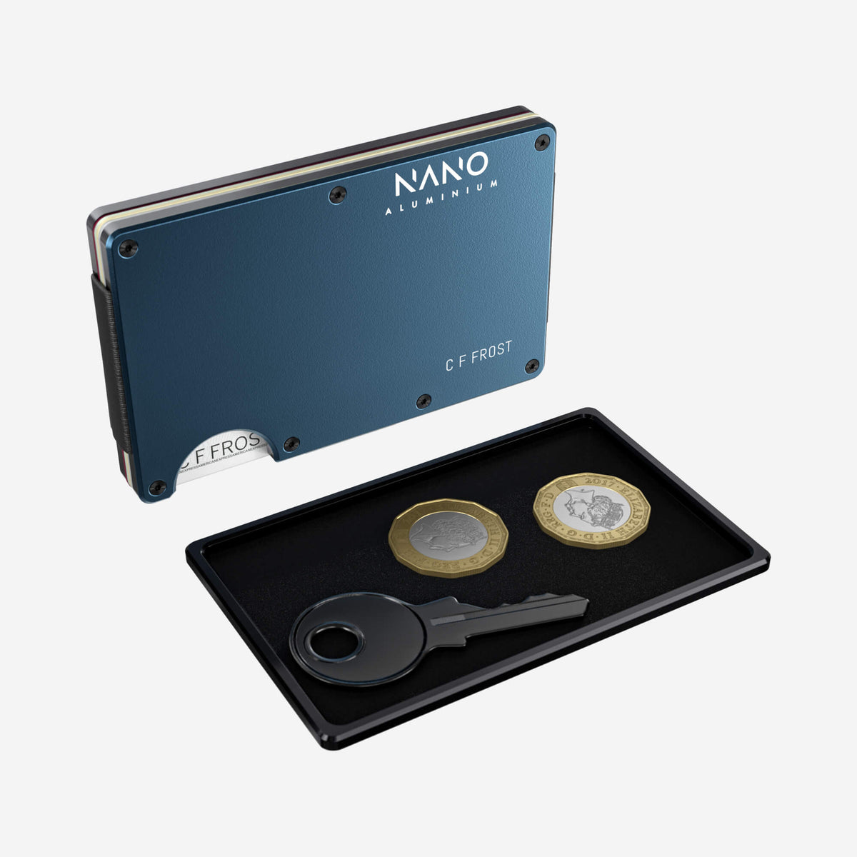 Personalised AirTag Money Clip Wallet (Riviera Navy) Essential Bundle