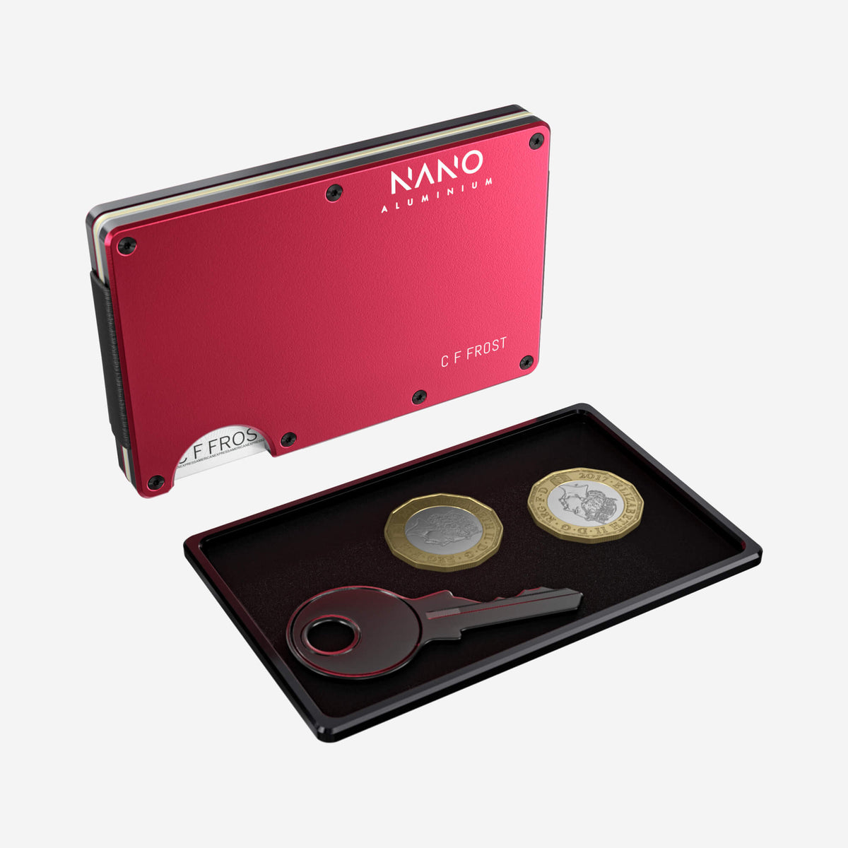 Personalised AirTag Cash Strap Wallet (Volcano Red) Essential Bundle