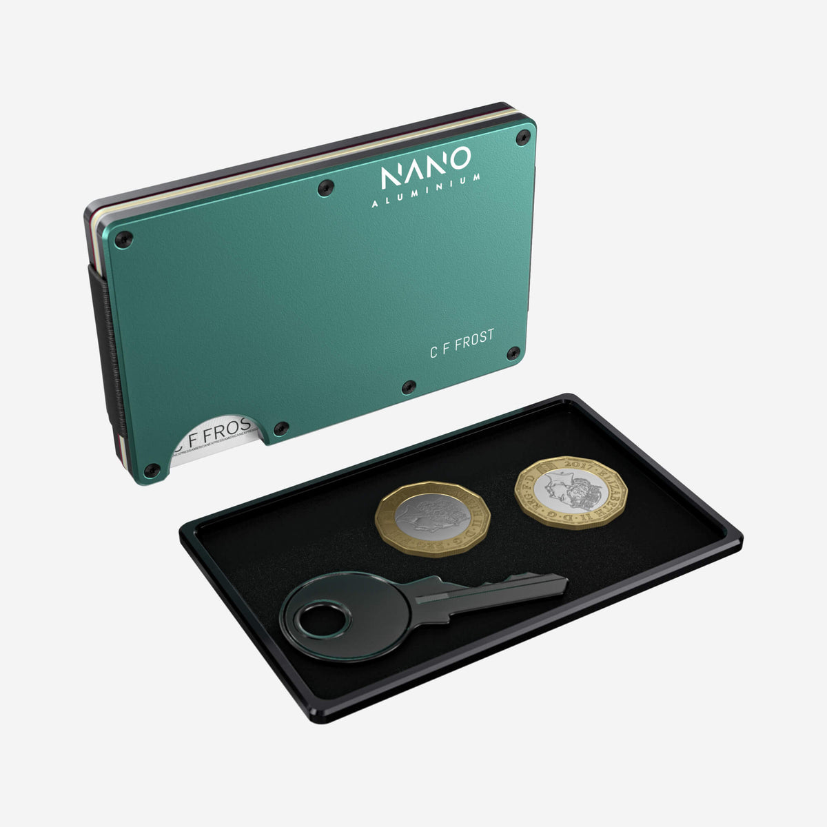 Personalised AirTag Money Clip Wallet (Racing Green) Essential Bundle