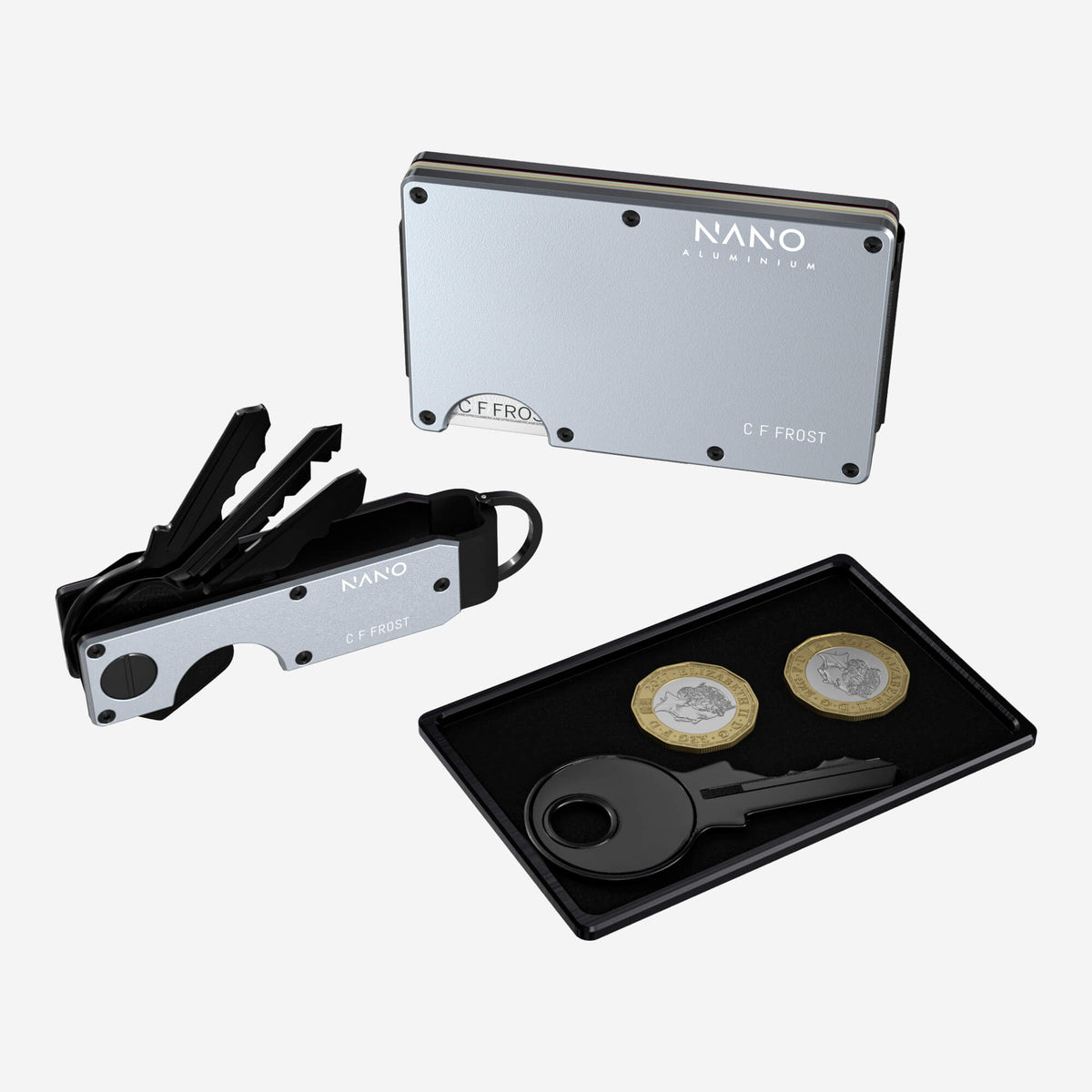 Personalised AirTag Cash Strap Wallet (Spyder Grey) Ultimate Bundle