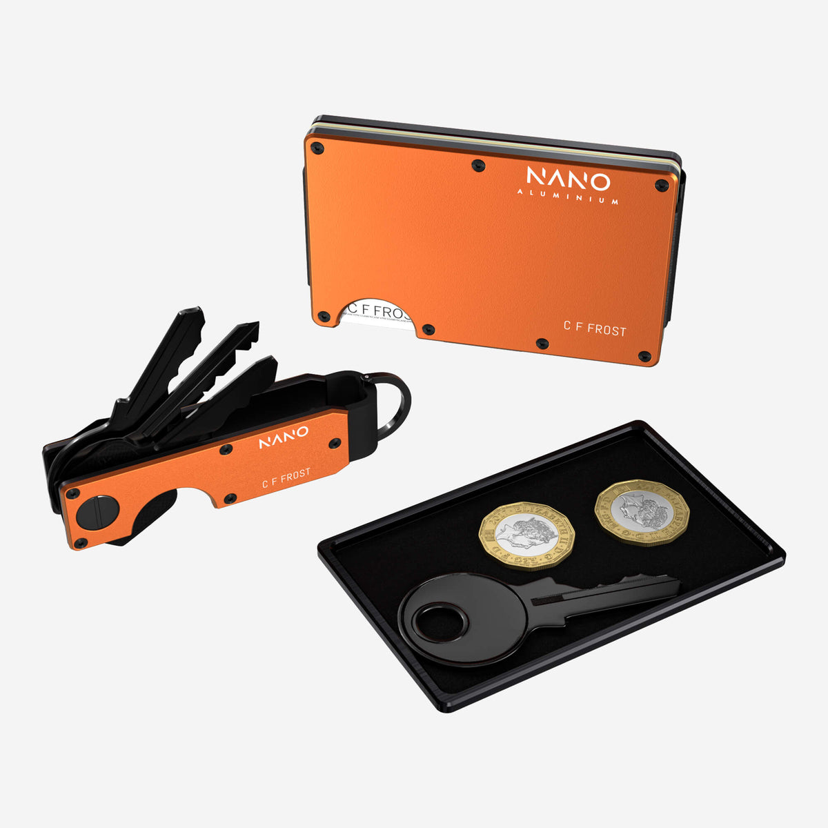 Personalised AirTag Cash Strap Wallet (Ventura Orange) Ultimate Bundle