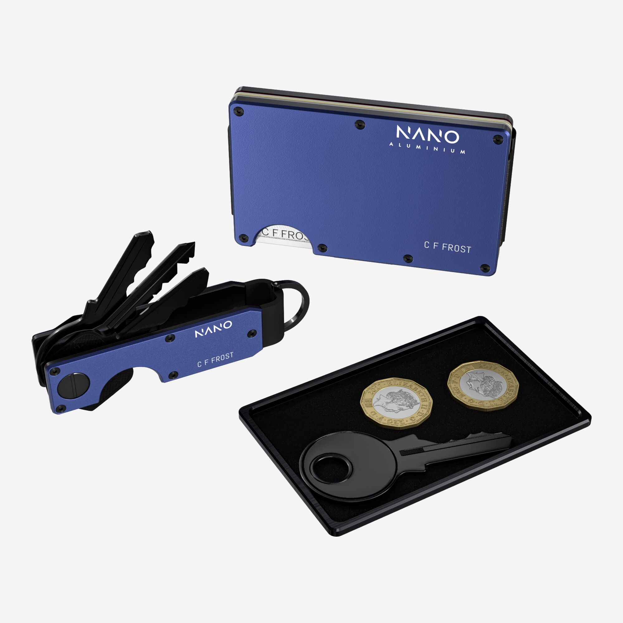 Personalised AirTag Cash Strap Wallet (Skyfall Navy) Ultimate Bundle