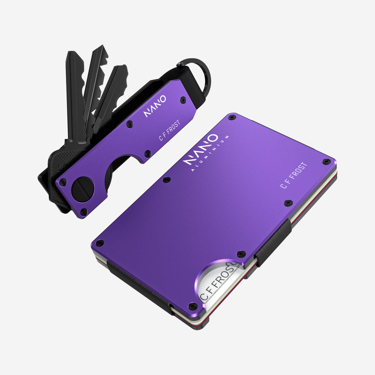 Personalised AirTag Money Clip Wallet (Nebula Purple) Everyday Bundle