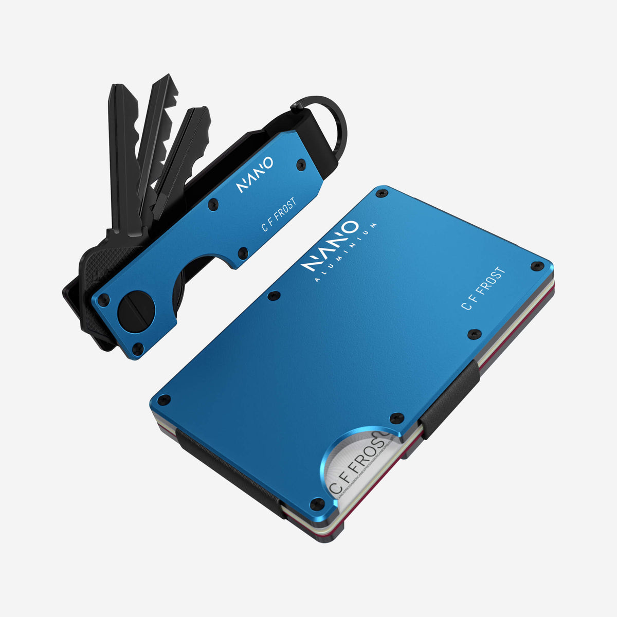 Personalised AirTag Cash Strap Wallet (Velocity Blue) Everyday Bundle
