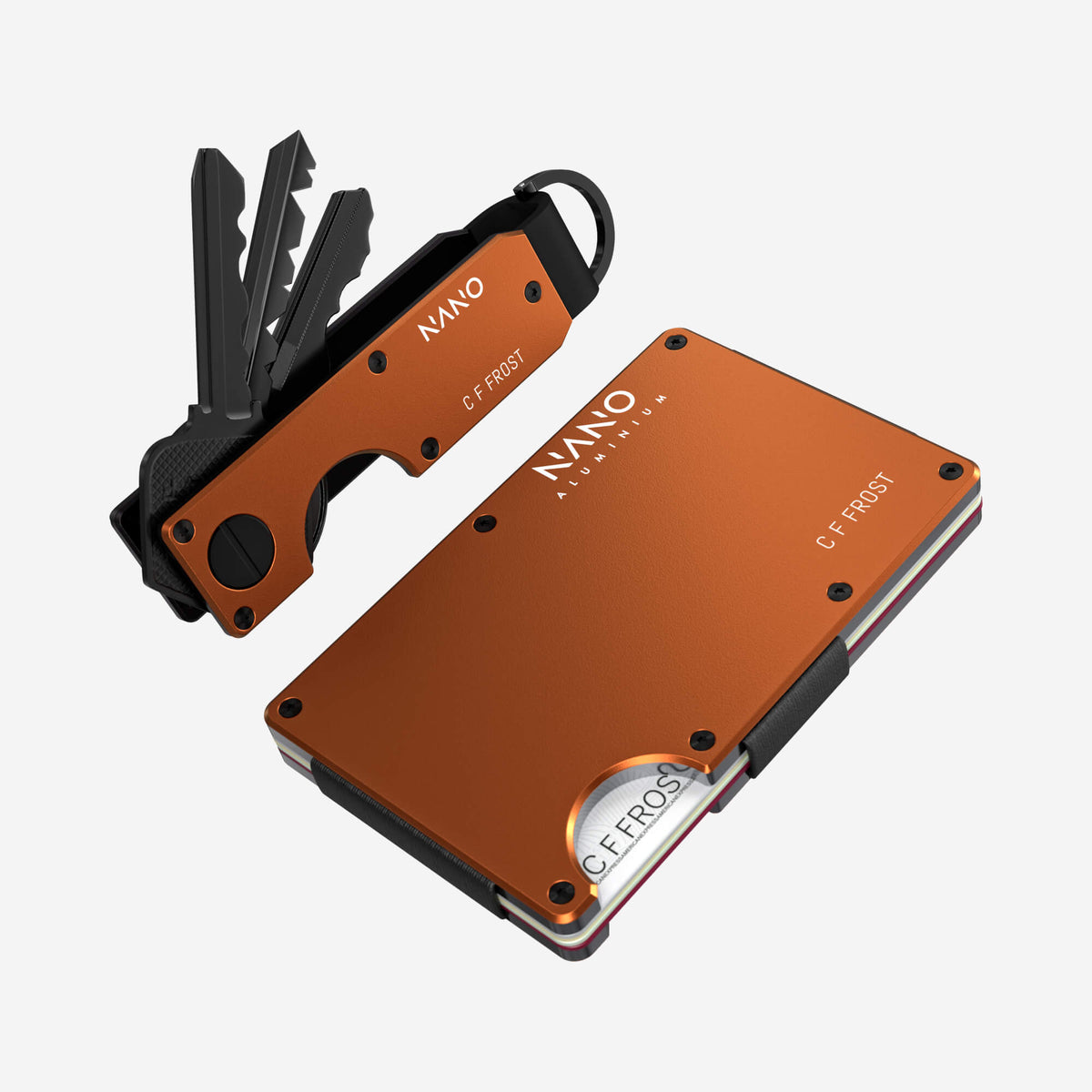 Personalised AirTag Cash Strap Wallet (Ventura Orange) Everyday Bundle