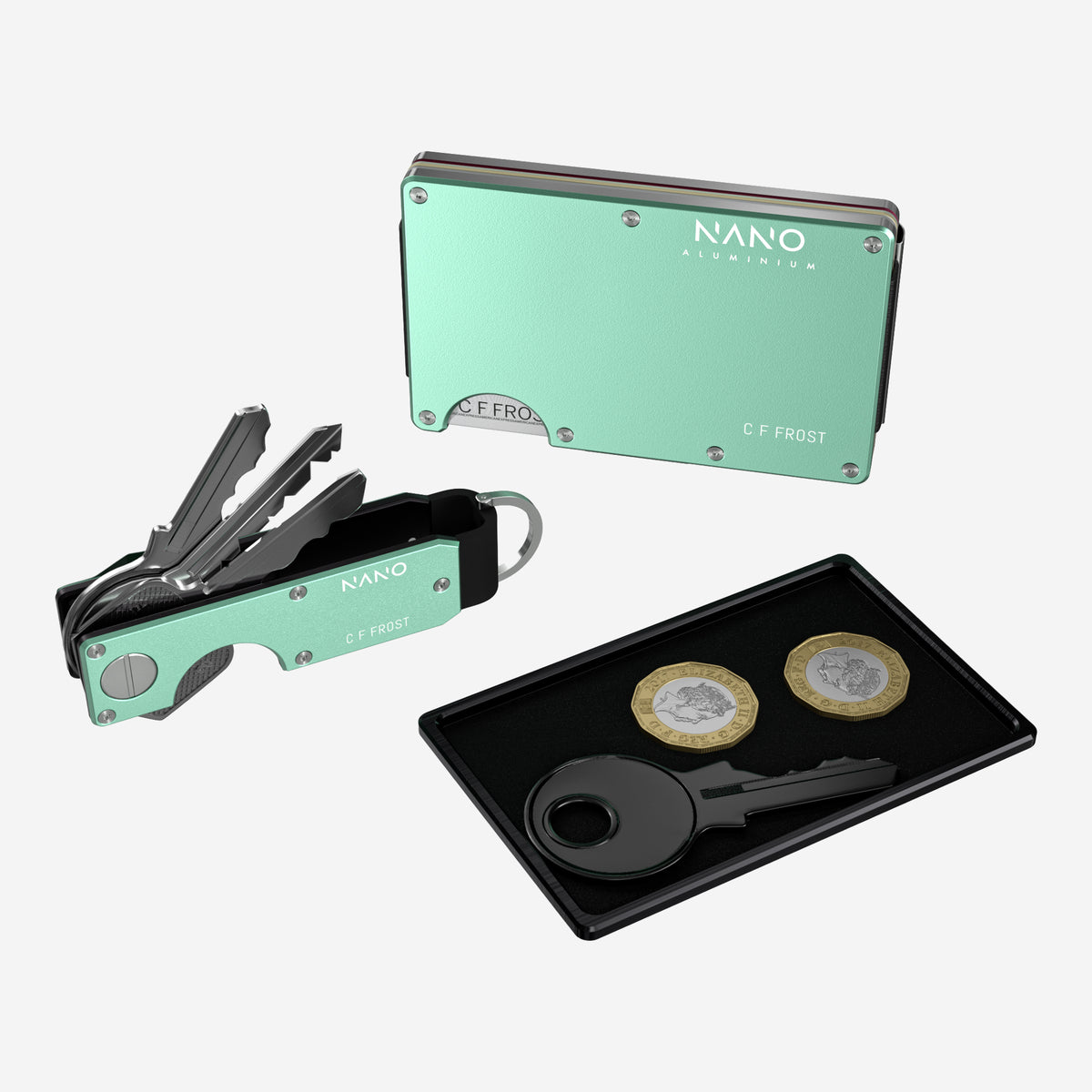 Personalised AirTag Money Clip Wallet (Orchard Mint) Ultimate Bundle