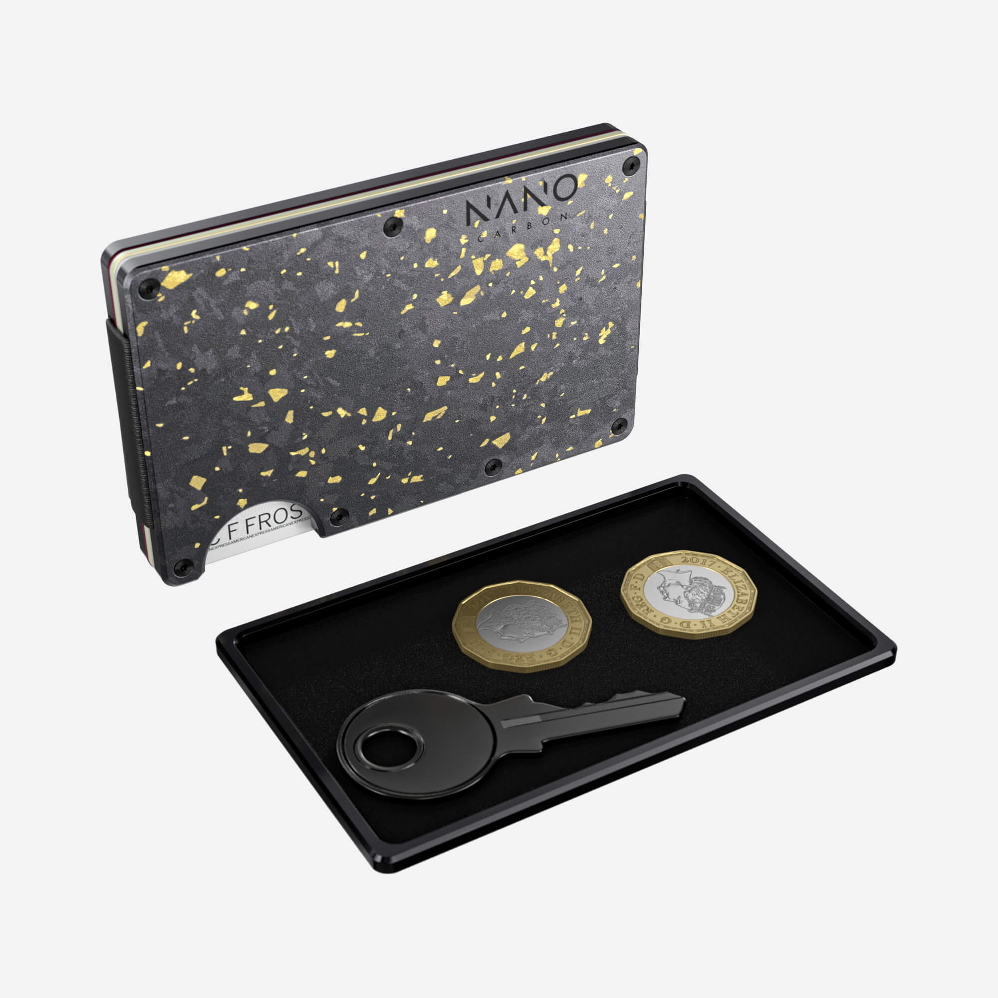 Personalised Cash Strap Wallet (Nero/Oro) Essential Bundle
