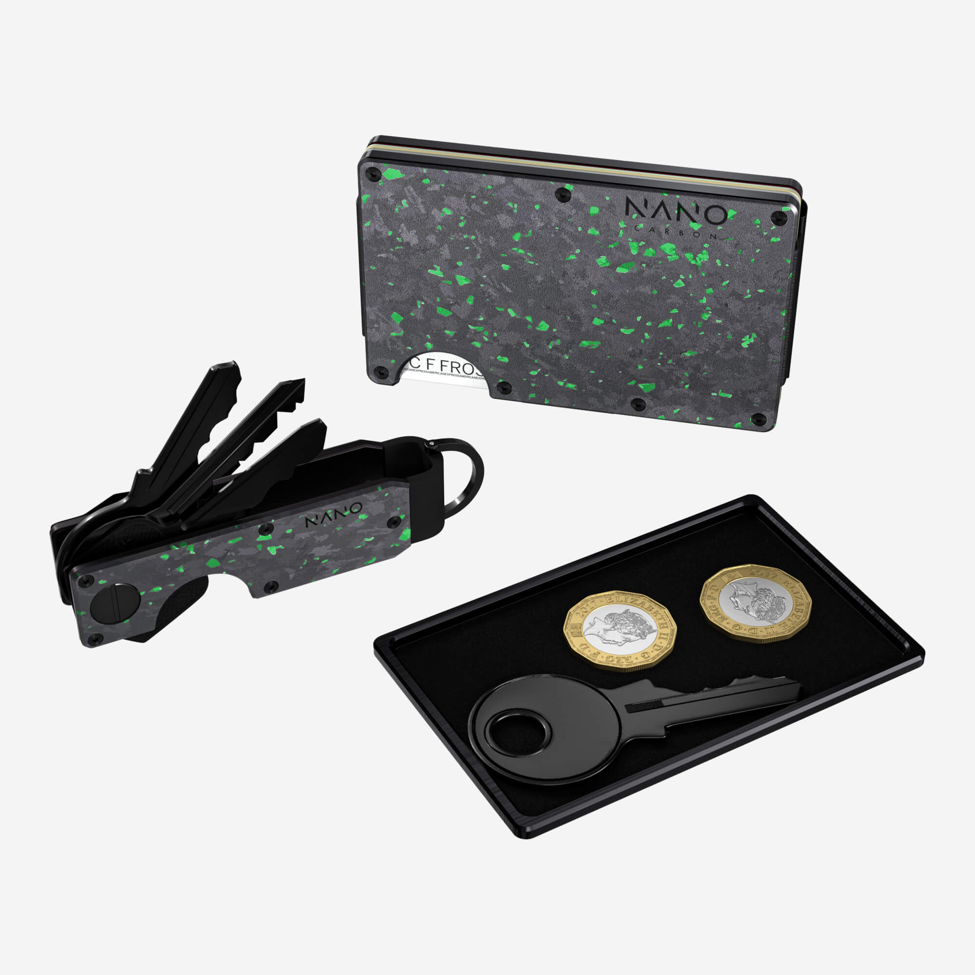 Personalised Cash Strap Wallet (Nero/Verde) Ultimate Bundle