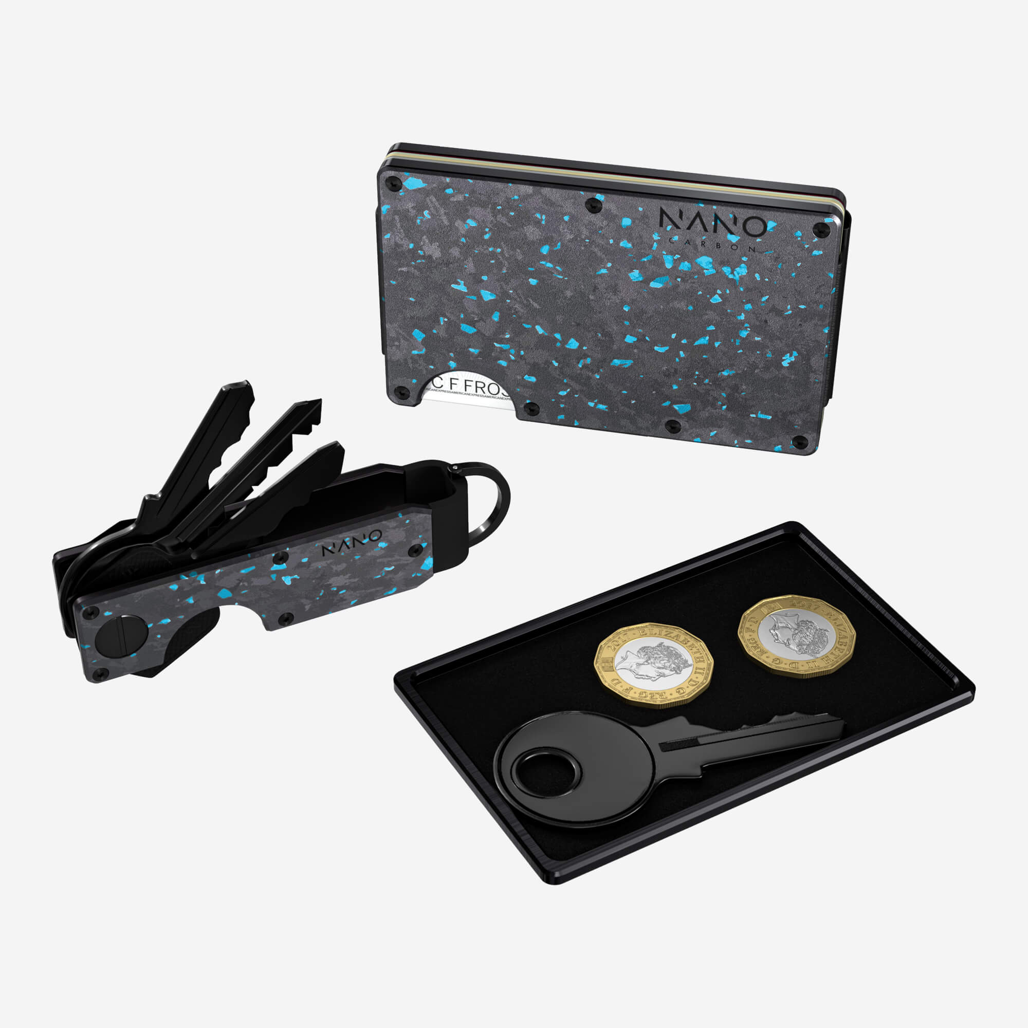 Personalised Cash Strap Wallet (Nero/Azzuro) Ultimate Bundle