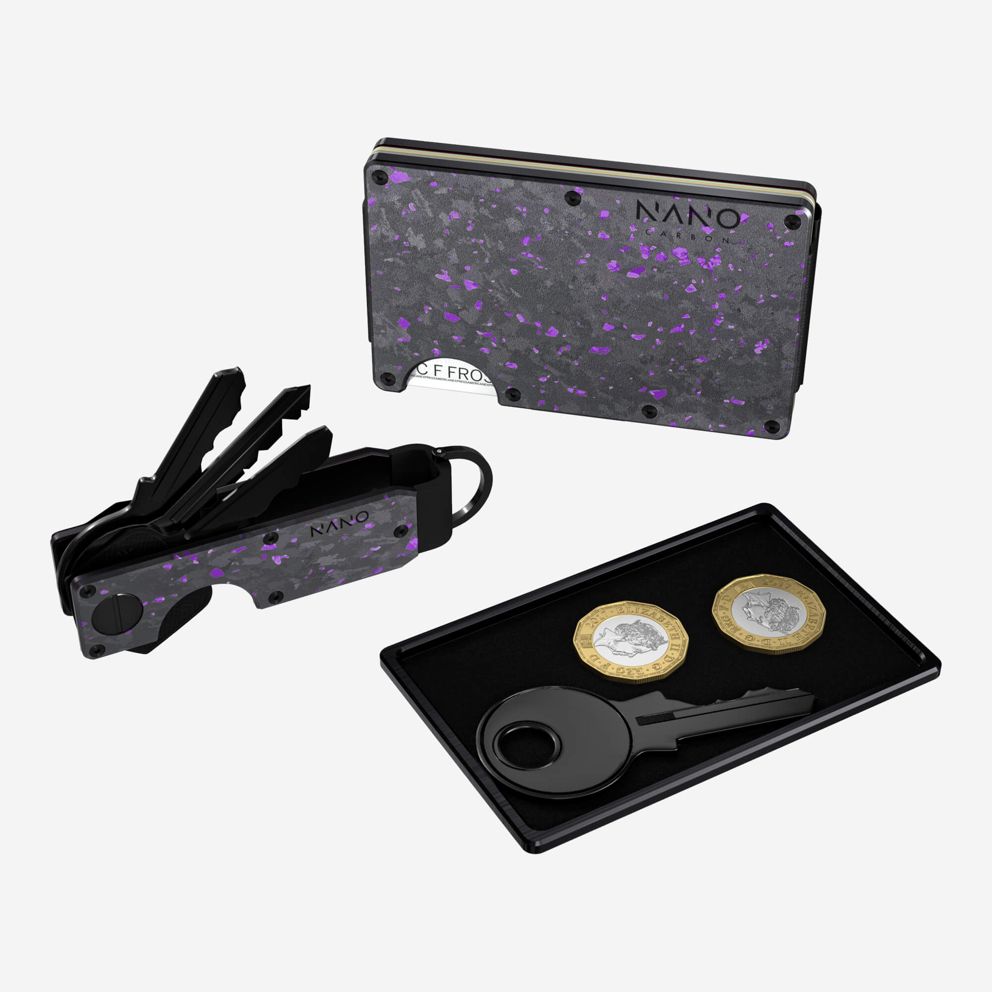 Personalised Cash Strap Wallet (Nero/Viola) Ultimate Bundle