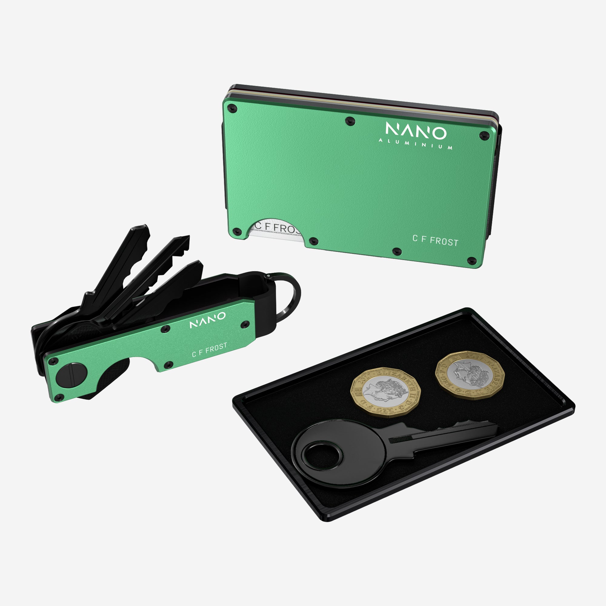 Personalised AirTag Money Clip Wallet (Viper Green) Ultimate Bundle