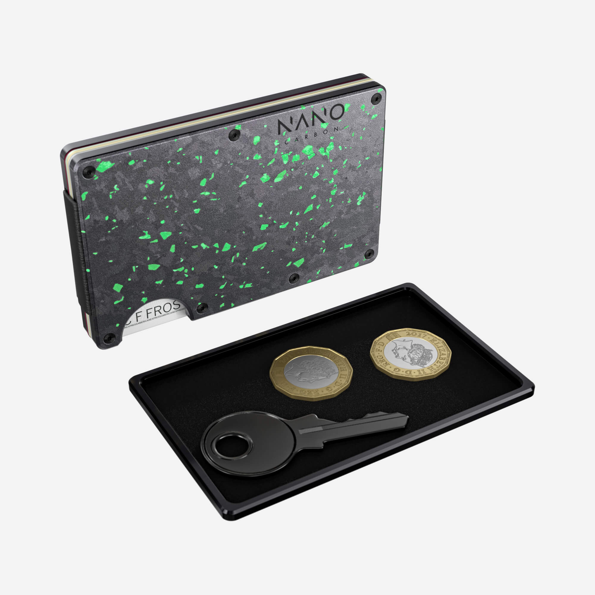 Personalised Cash Strap Wallet (Nero/Verde) Essential Bundle