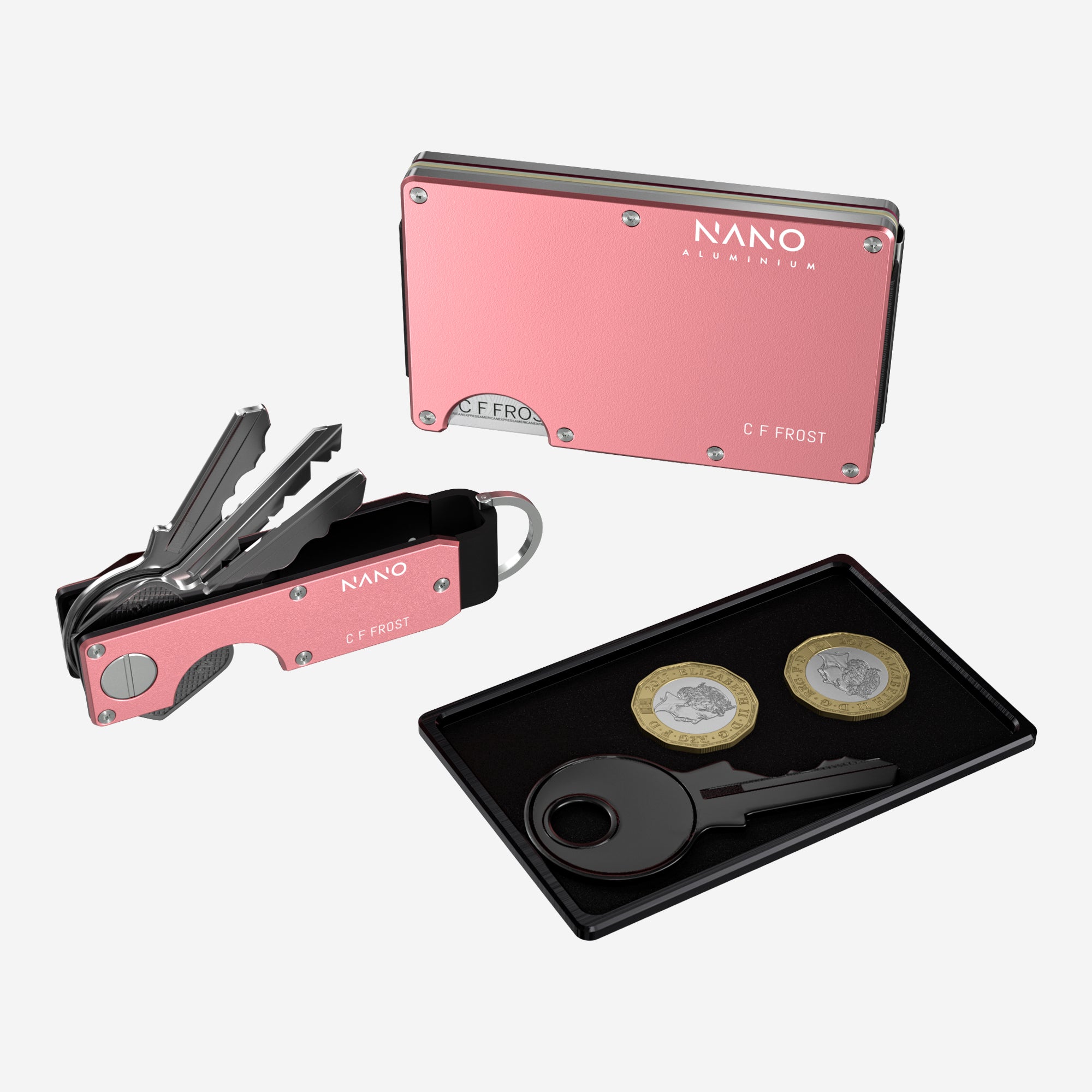 Personalised AirTag Money Clip Wallet (Sunset Blush) Ultimate Bundle