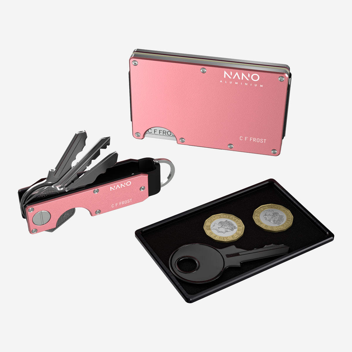 Personalised AirTag Money Clip Wallet (Sunset Blush) Ultimate Bundle