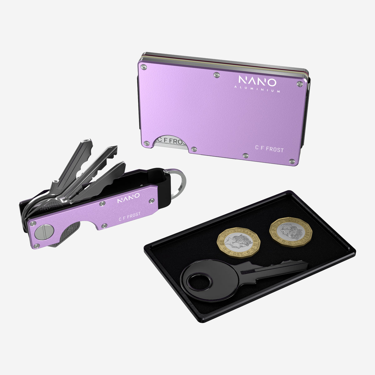 Personalised AirTag Money Clip Wallet (Twilight Lilac) Ultimate Bundle