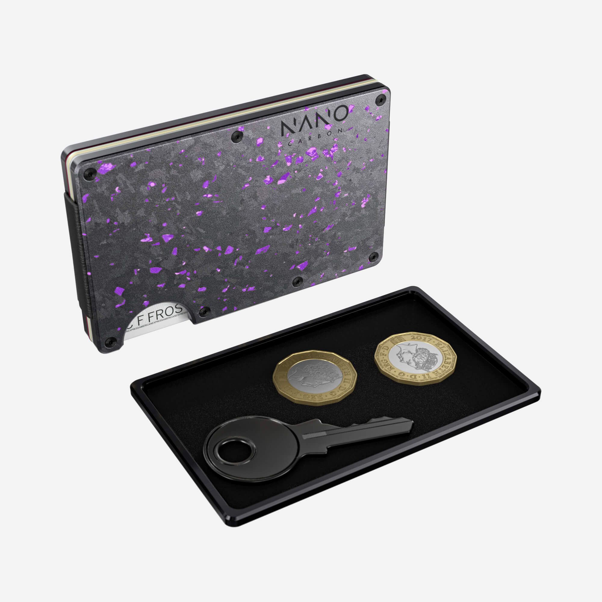Personalised Cash Strap Wallet (Nero/Viola) Essential Bundle