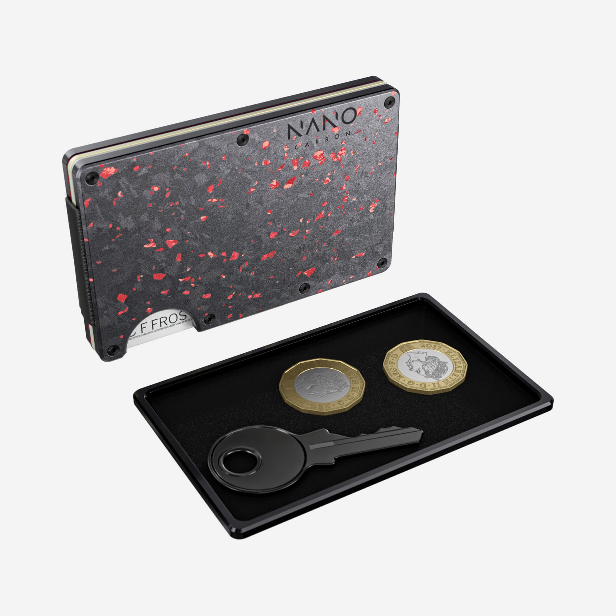 Personalised Cash Strap Wallet (Nero/Rosso) Essential Bundle