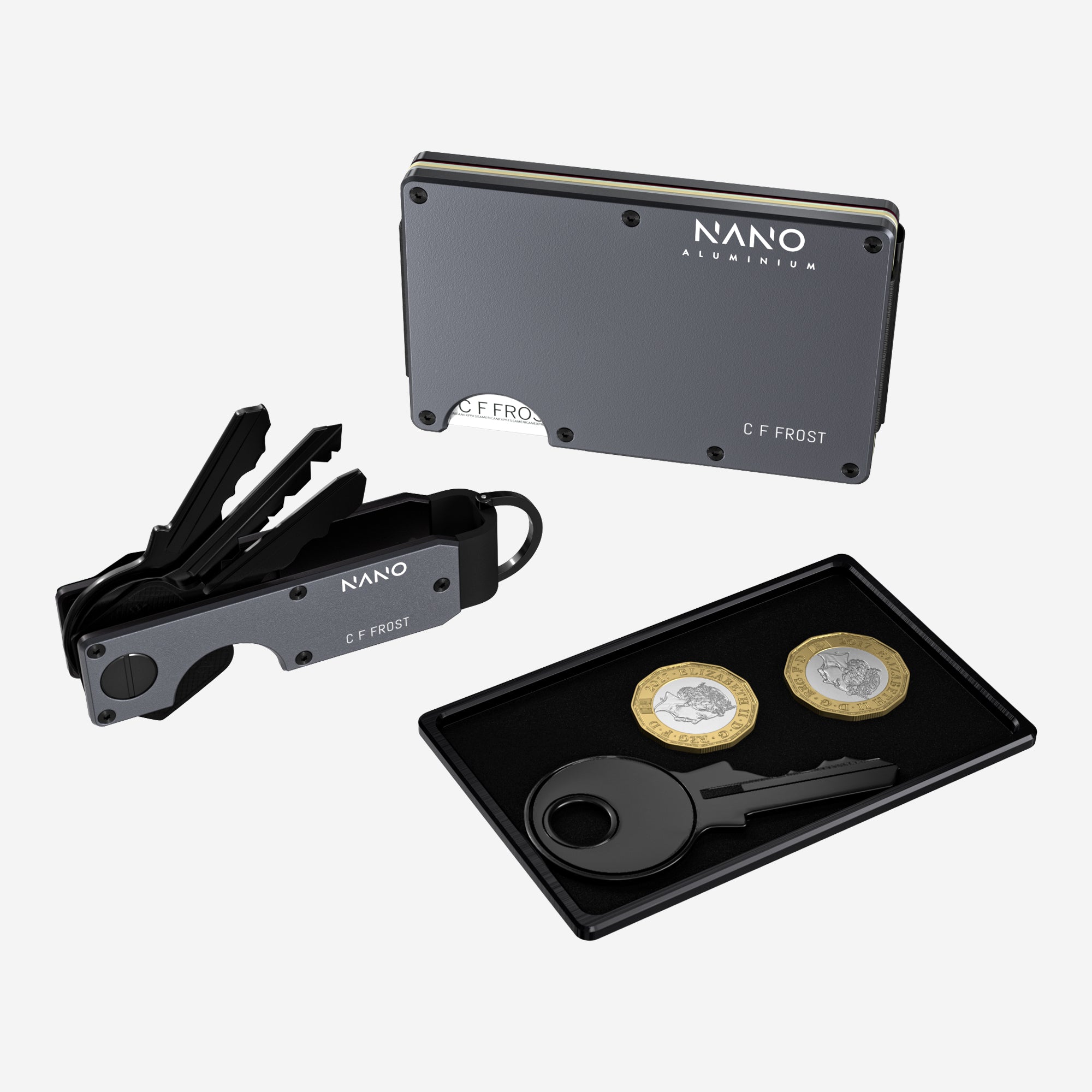 Personalised AirTag Money Clip Wallet (Titan Gunmetal) Ultimate Bundle