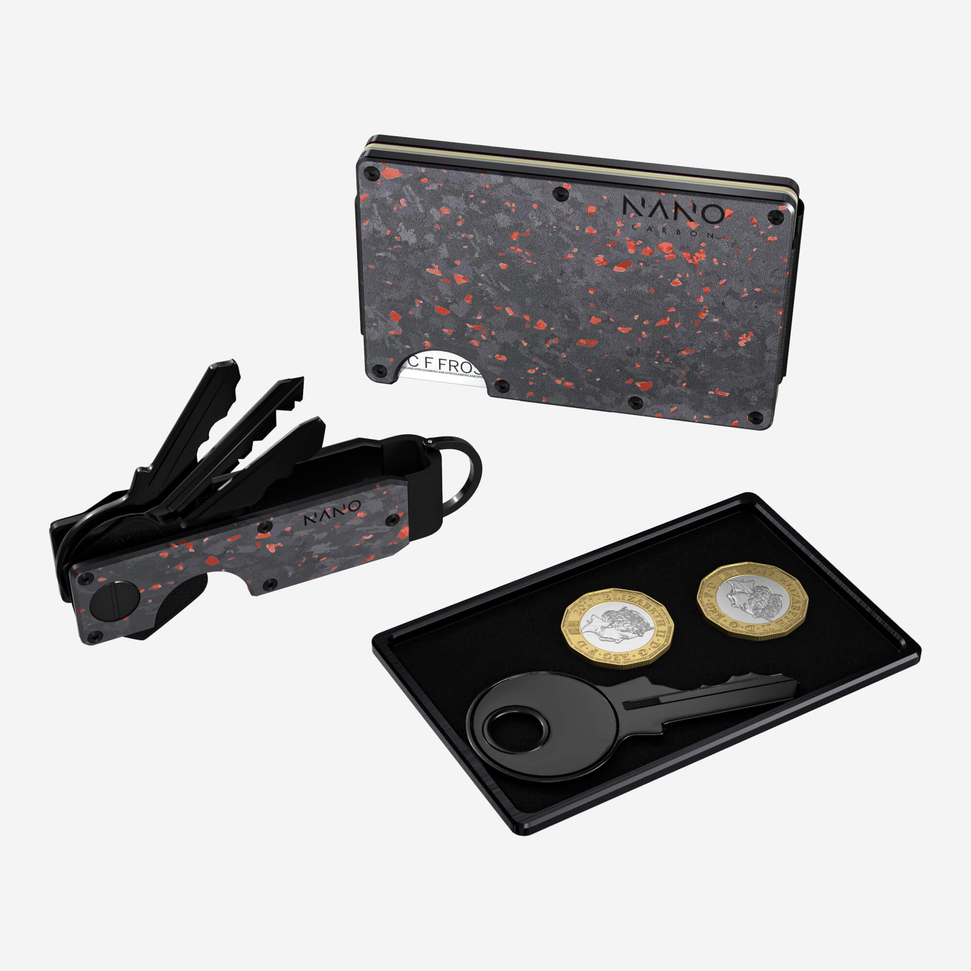 Personalised Cash Strap Wallet (Nero/Rosso) Ultimate Bundle