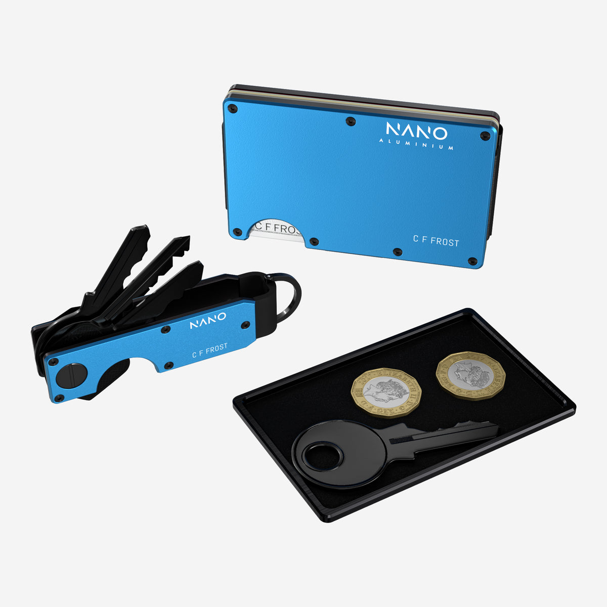 Personalised AirTag Money Clip Wallet (Velocity Blue) Ultimate Bundle