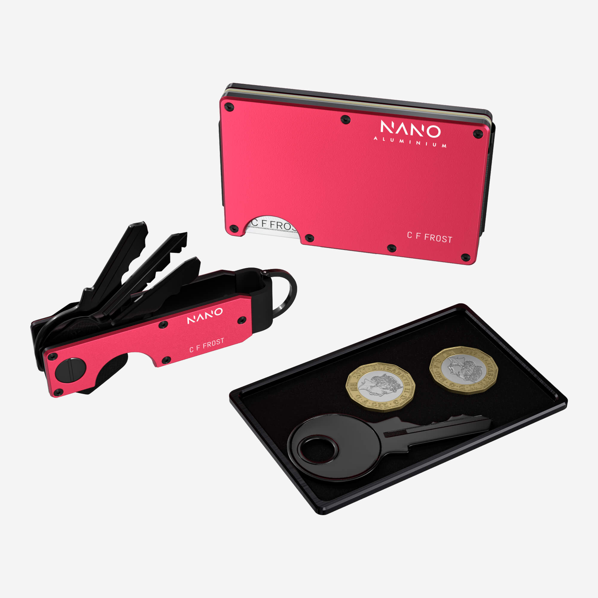 Personalised AirTag Cash Strap Wallet (Volcano Red) Ultimate Bundle