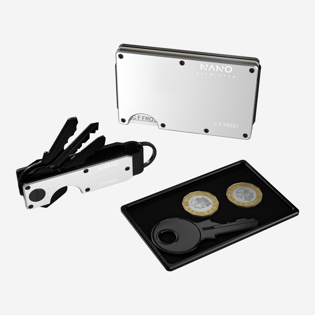 Personalised AirTag Cash Strap Wallet (Ghost Silver) Ultimate Bundle