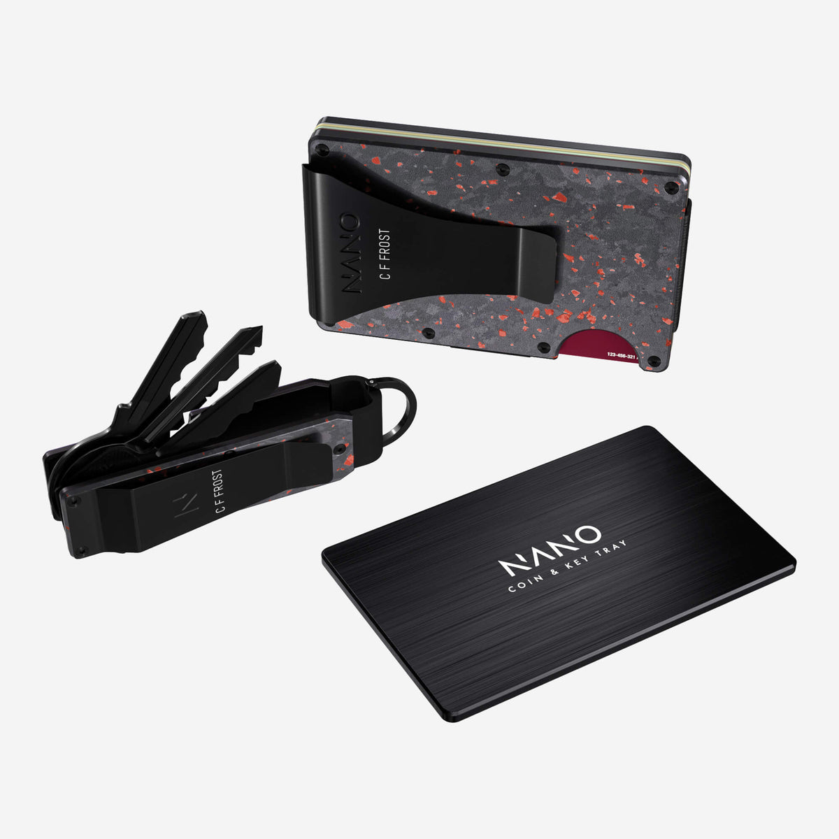 Personalised Money Clip Wallet (Nero/Rosso) Ultimate Bundle