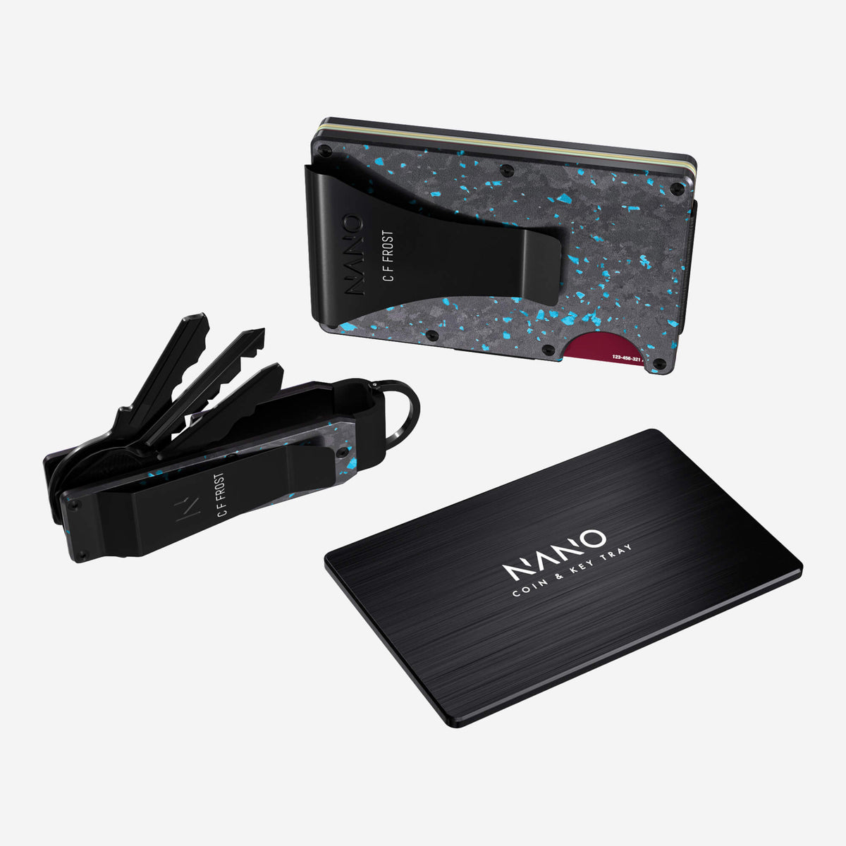 Personalised Money Clip Wallet (Nero/Azzuro) Ultimate Bundle