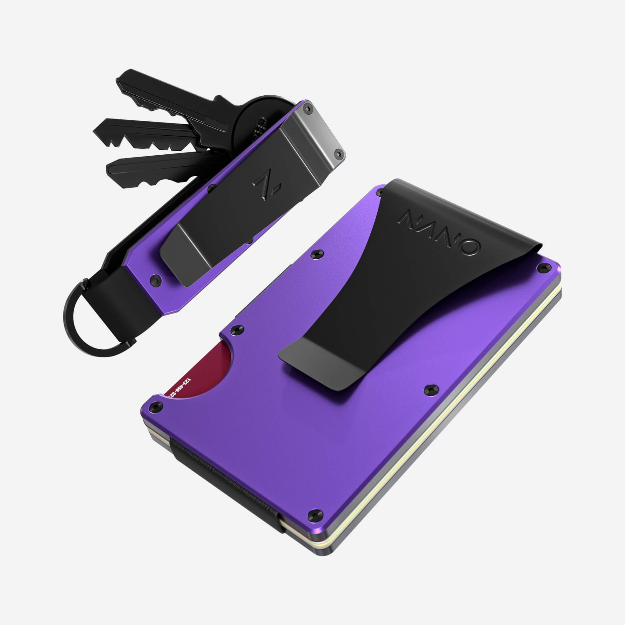 Personalised Money Clip Wallet (Nebula Purple) Everyday Bundle
