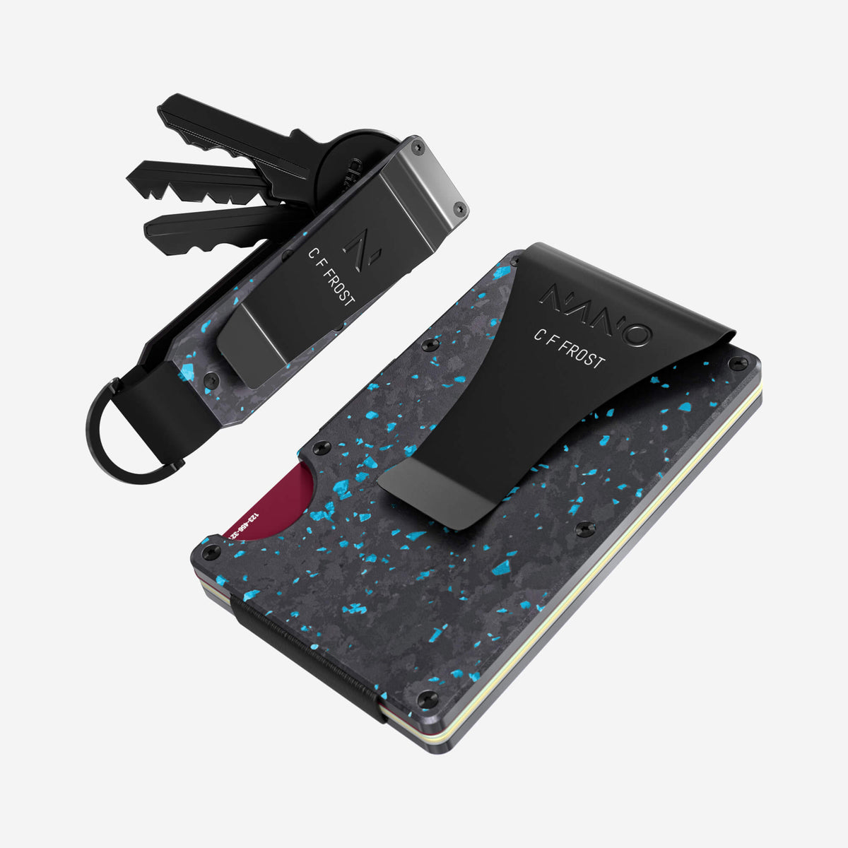Personalised Money Clip Wallet (Nero/Azzuro) Everyday Bundle