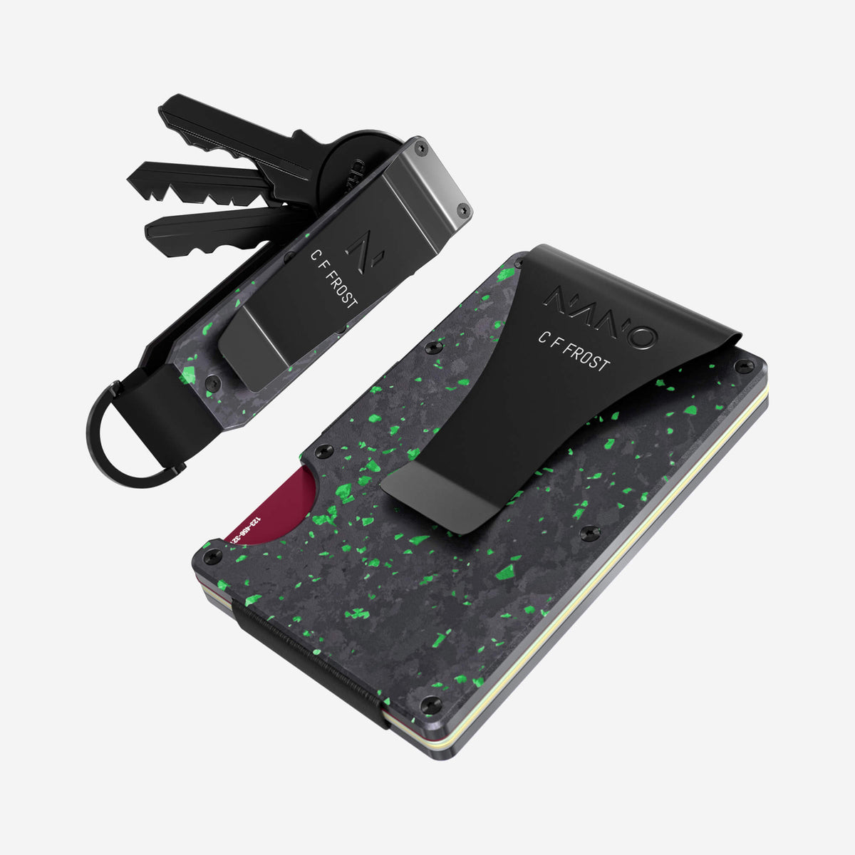 Personalised Money Clip Wallet (Nero/Verde) Everyday Bundle