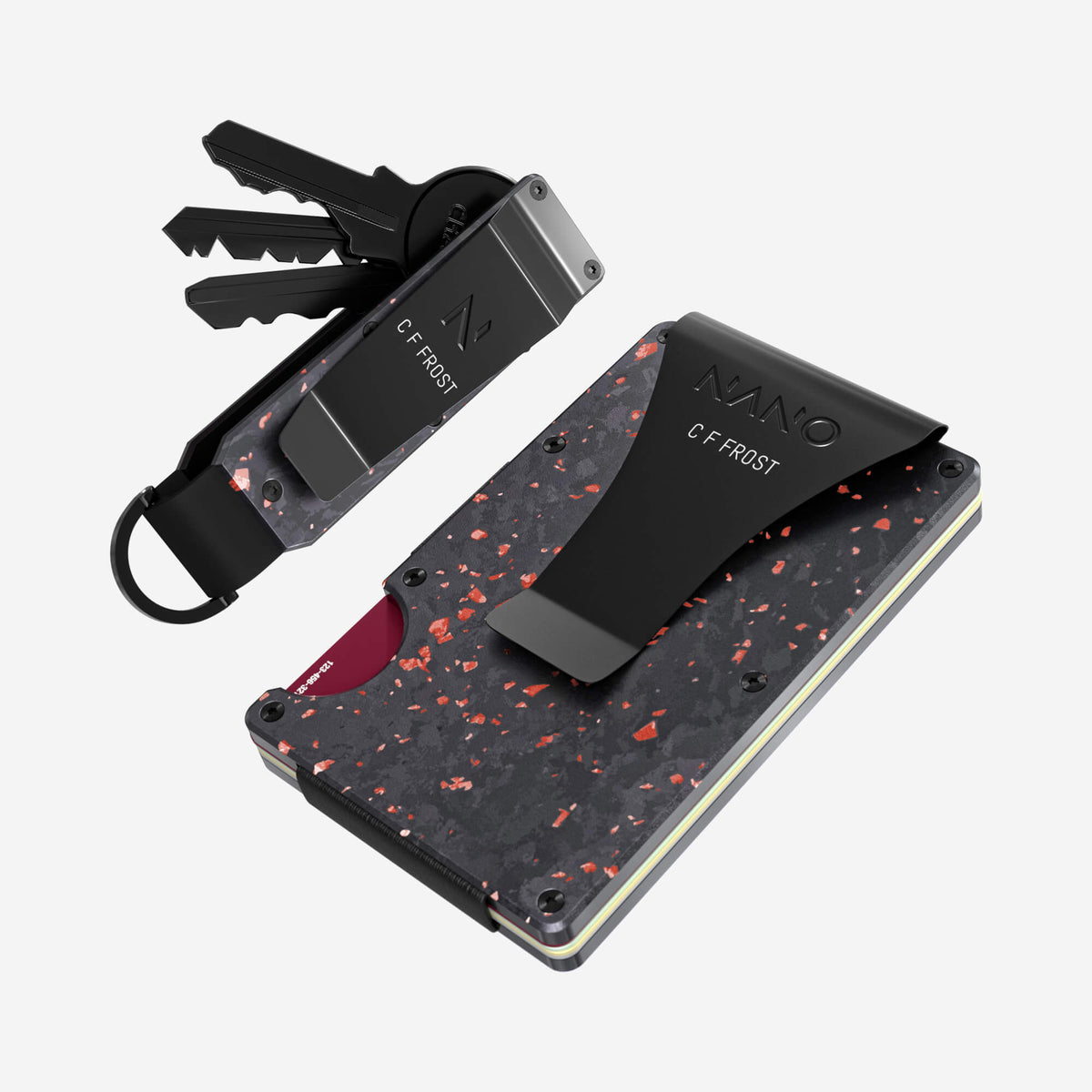 Personalised Money Clip Wallet (Nero/Rosso) Everyday Bundle