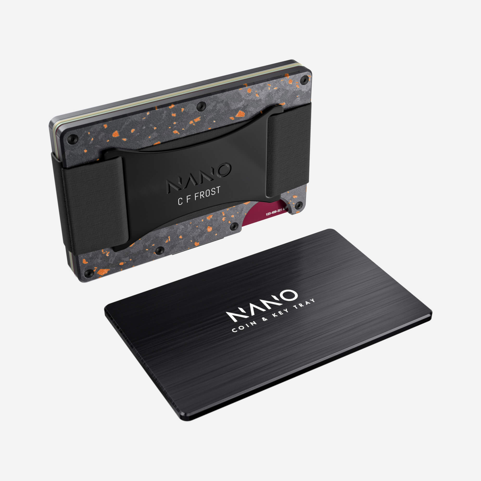 Personalised Cash Strap Wallet (Nero/Arancione) Essential Bundle