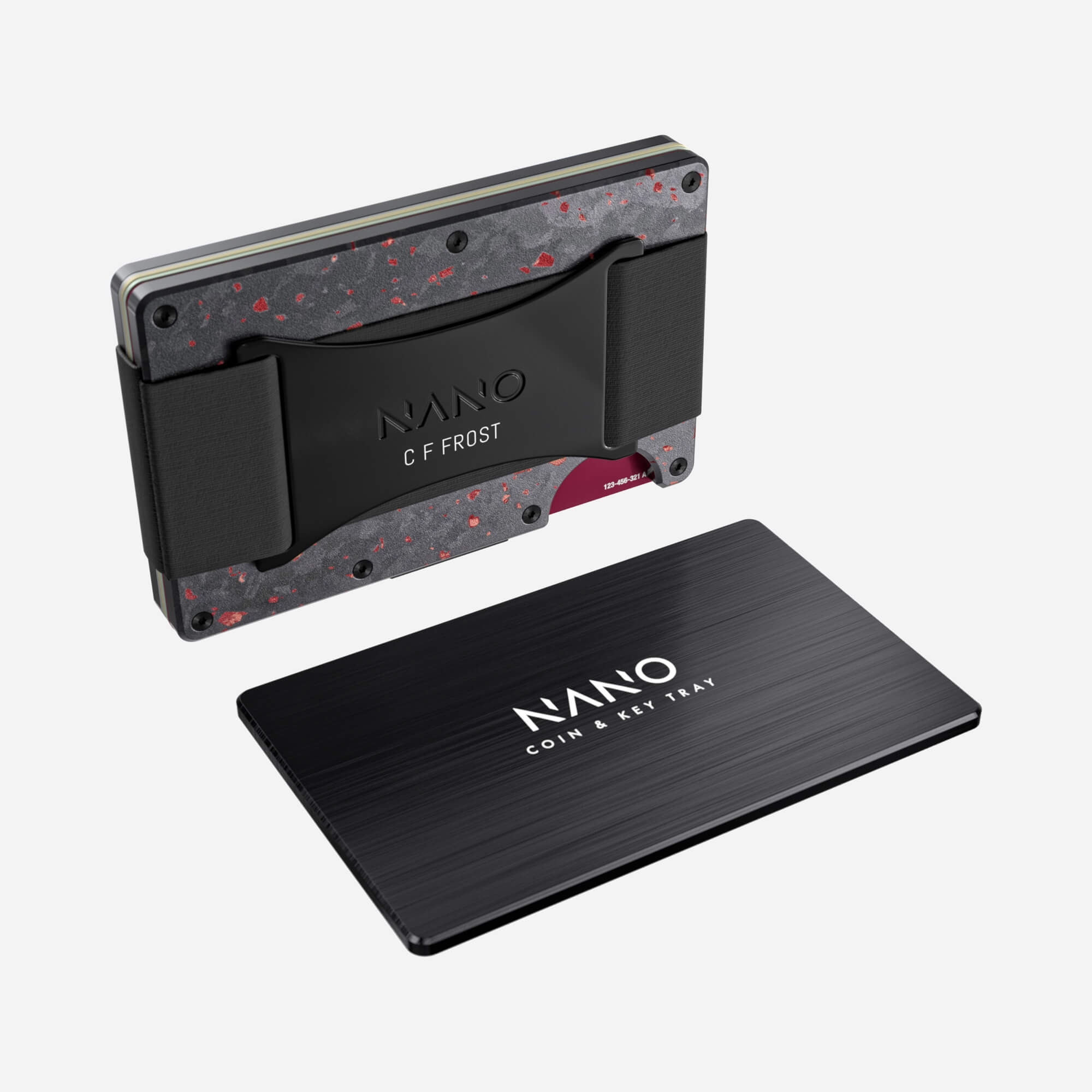 Personalised Cash Strap Wallet (Nero/Rosso) Essential Bundle