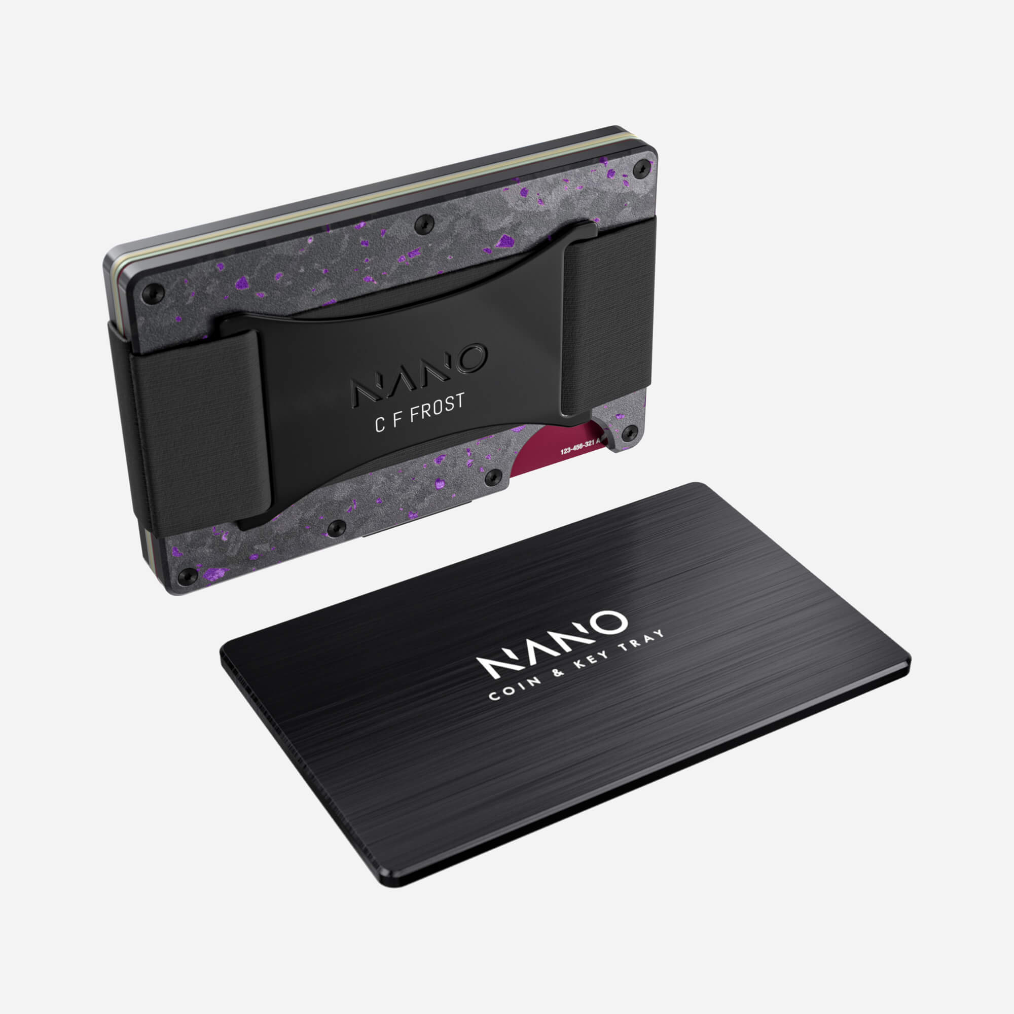 Personalised Cash Strap Wallet (Nero/Viola) Essential Bundle