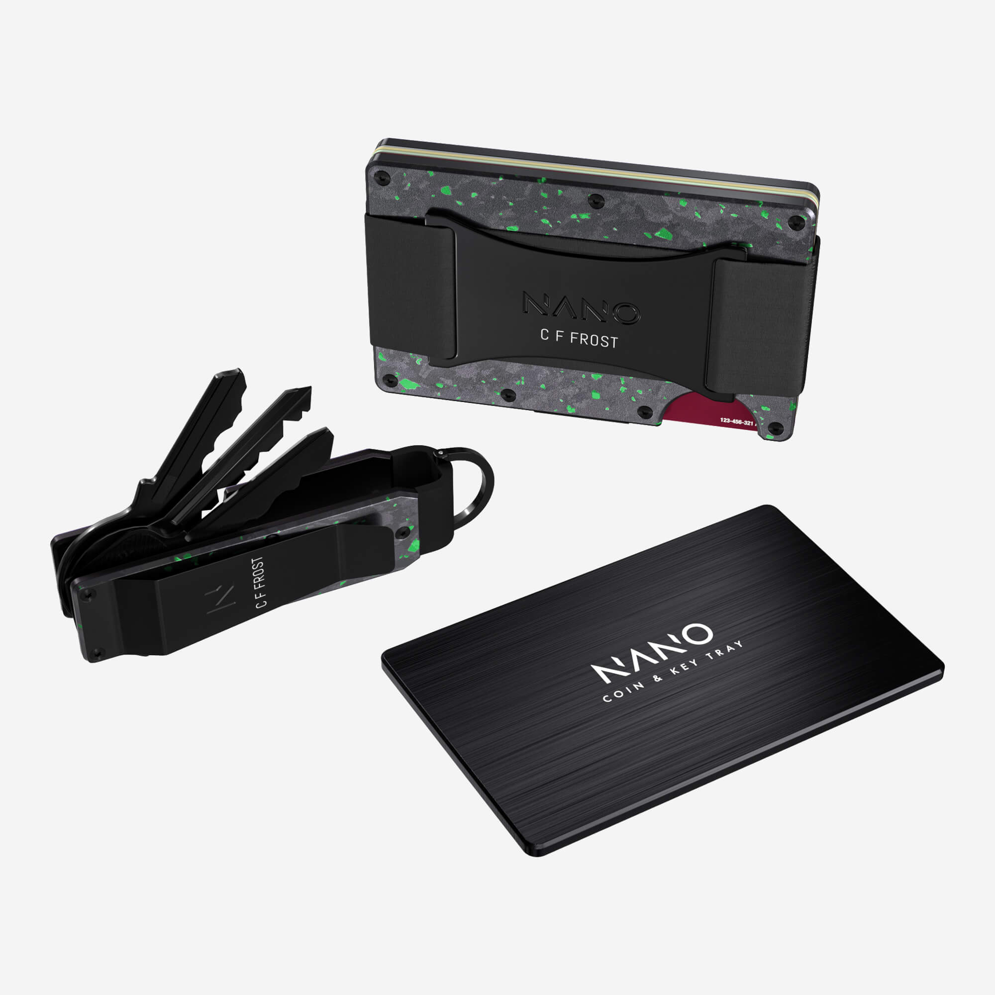 Personalised Cash Strap Wallet (Nero/Verde) Ultimate Bundle