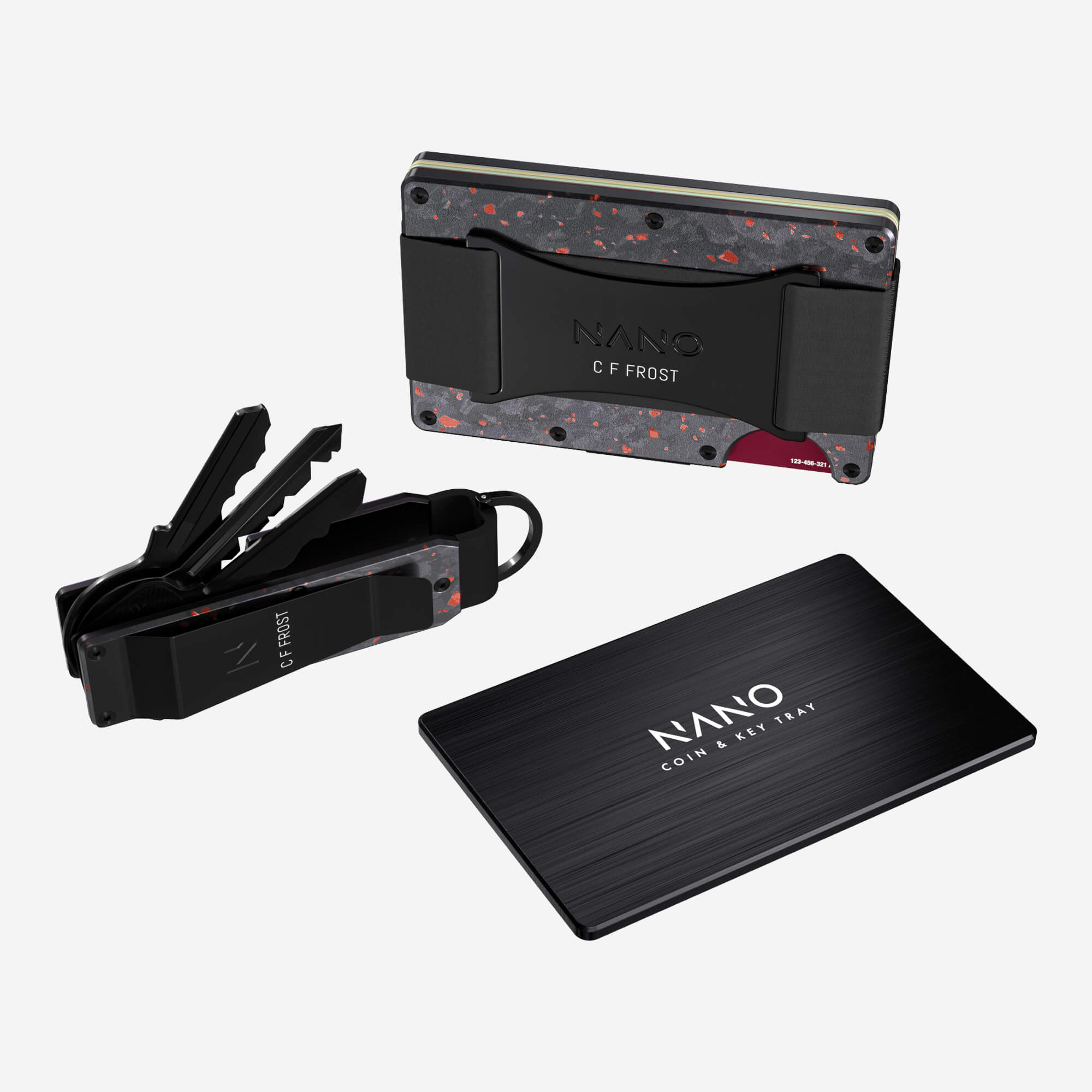 Personalised Cash Strap Wallet (Nero/Rosso) Ultimate Bundle