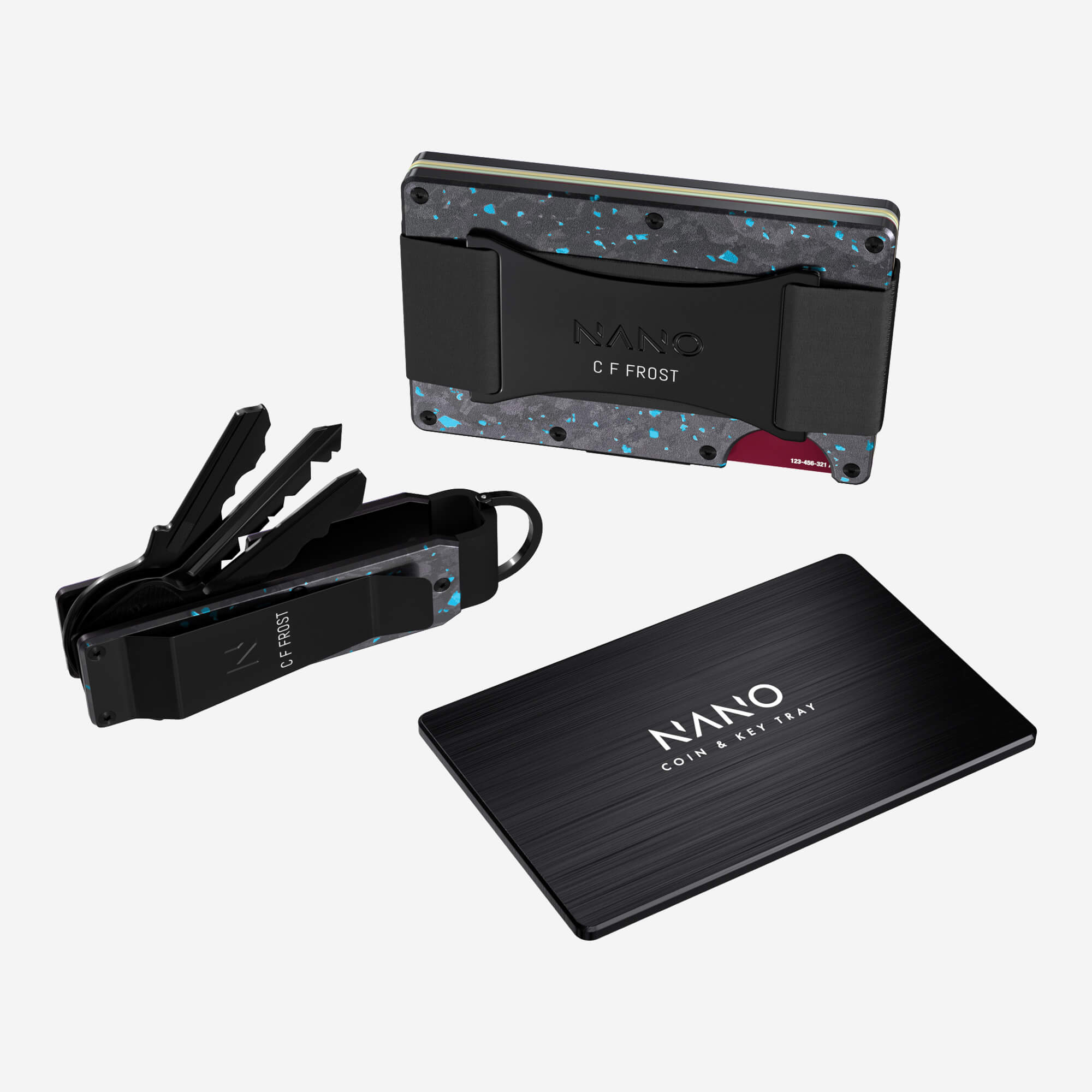Personalised Cash Strap Wallet (Nero/Azzuro) Ultimate Bundle
