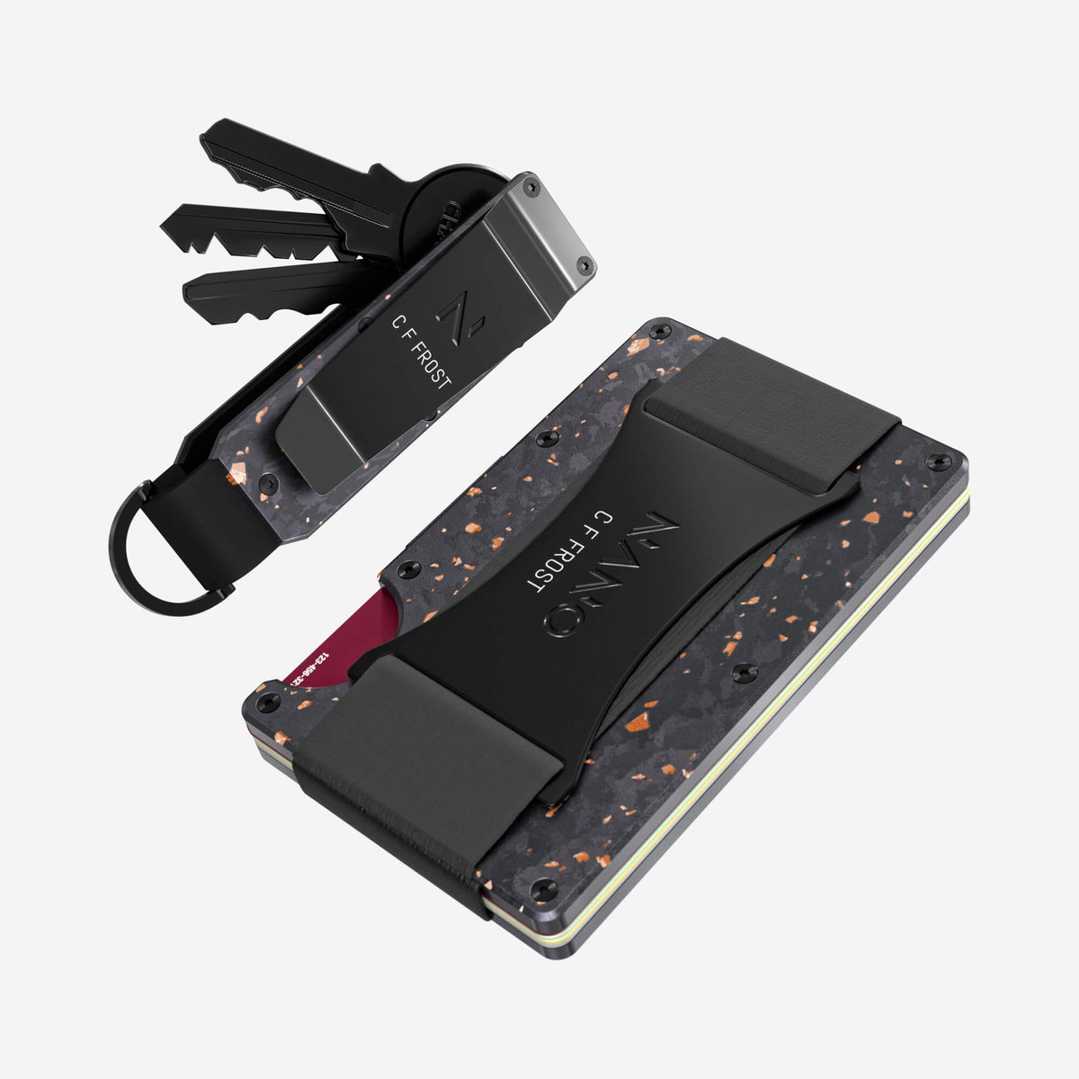 Personalised Cash Strap Wallet (Nero/Arancione) Everyday Bundle