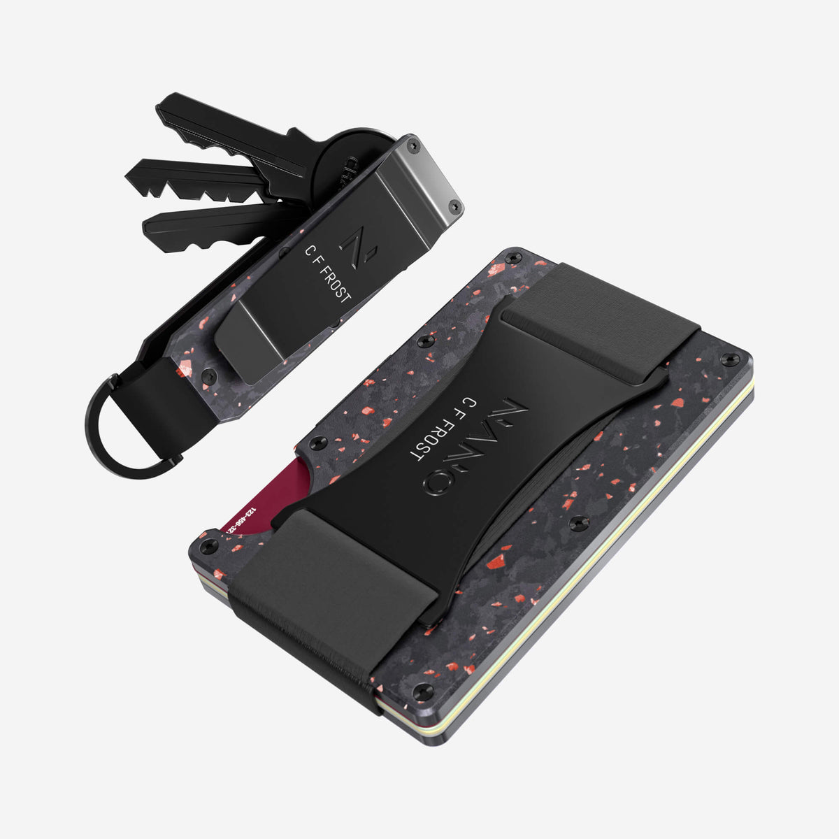 Personalised Cash Strap Wallet (Nero/Rosso) Everyday Bundle