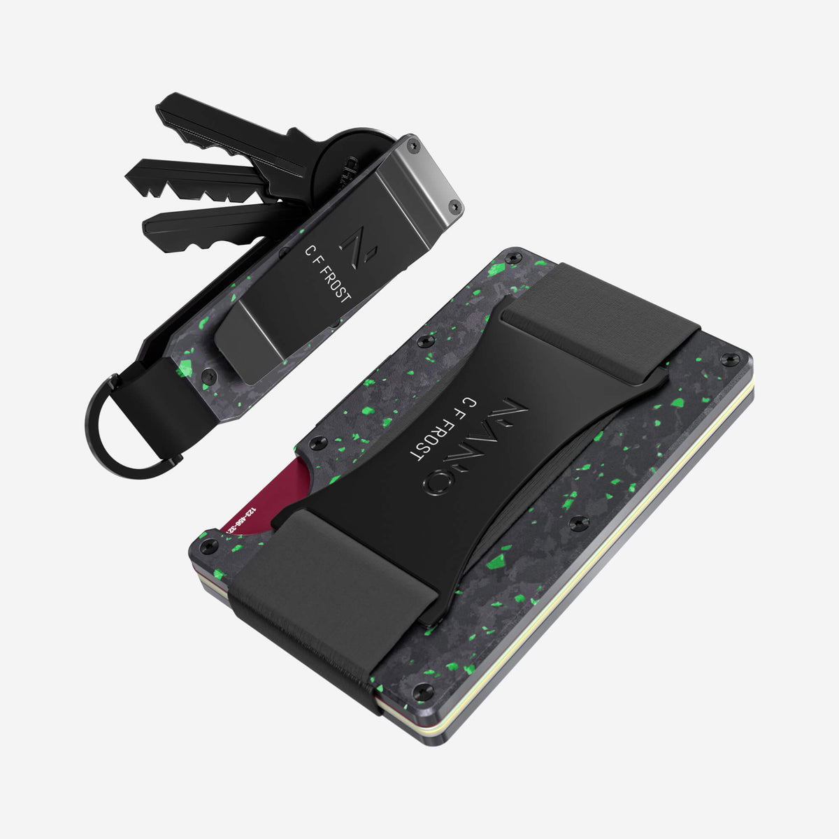 Personalised Cash Strap Wallet (Nero/Verde) Everyday Bundle
