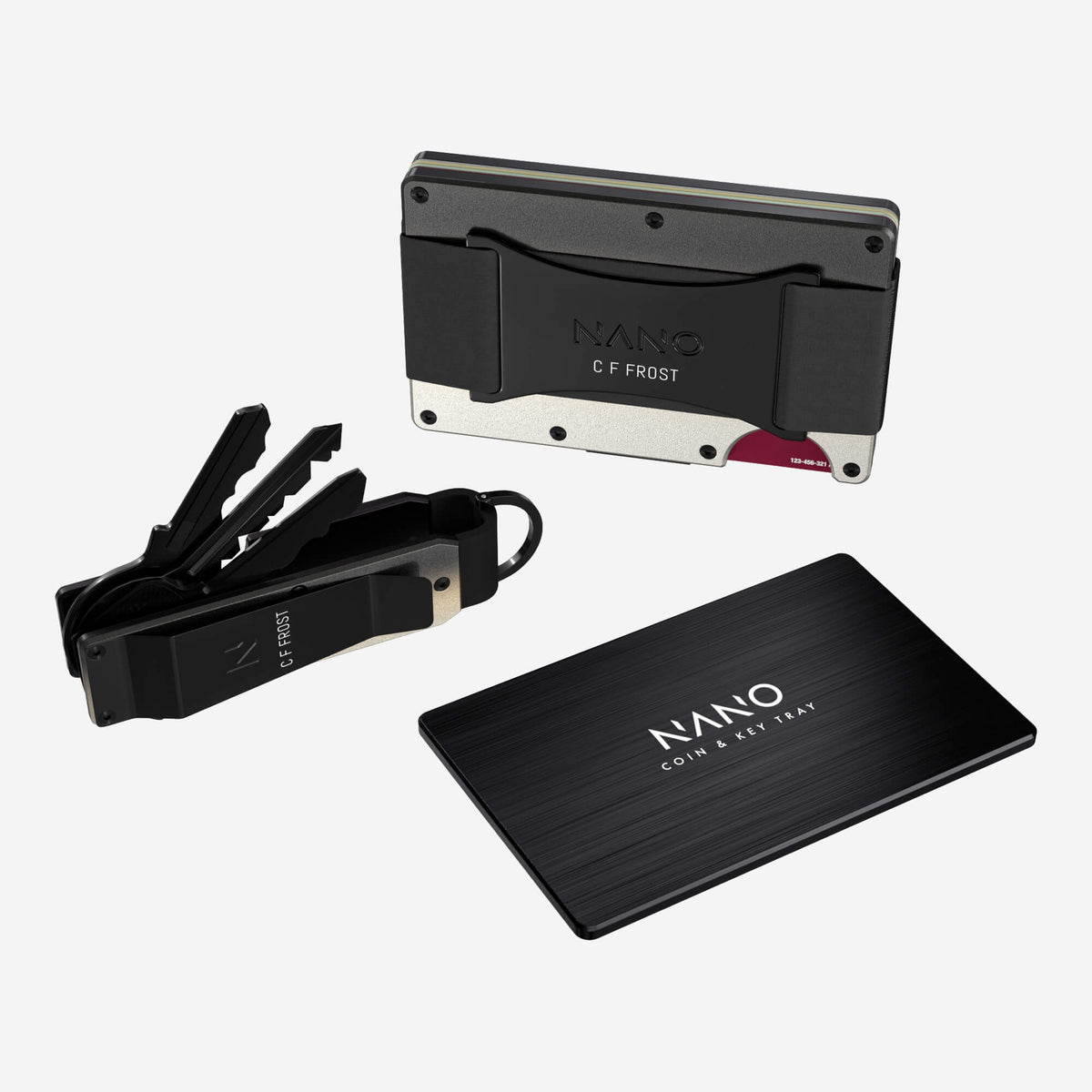 NANO Onyx Eclipse aerospace aluminium cash strap wallet — with cards ready to access